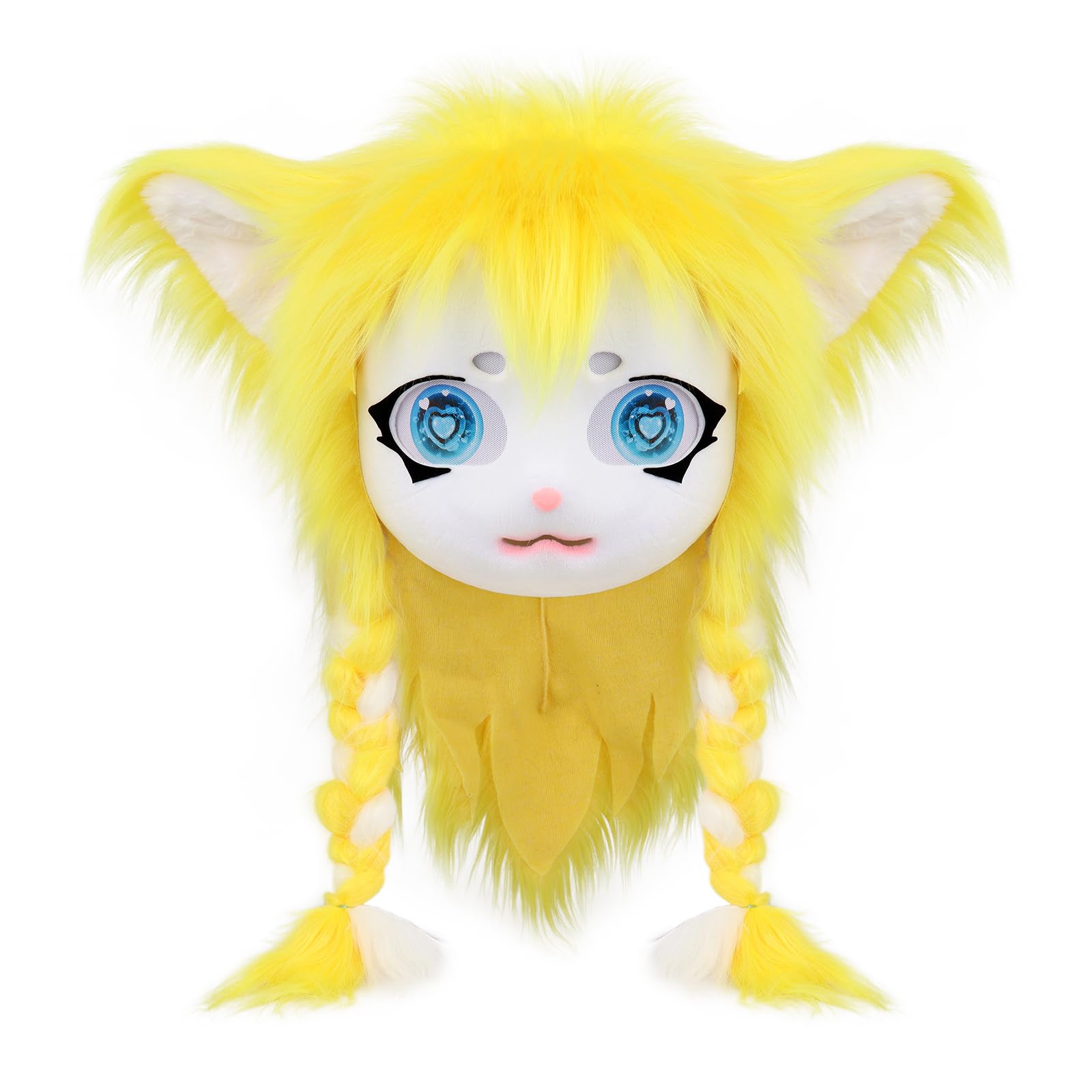 hbbhml Animal Cat Head Mask Fursuit Cute Plush Anime Masks for Halloween Masquerade Cosplay Costume Accessory