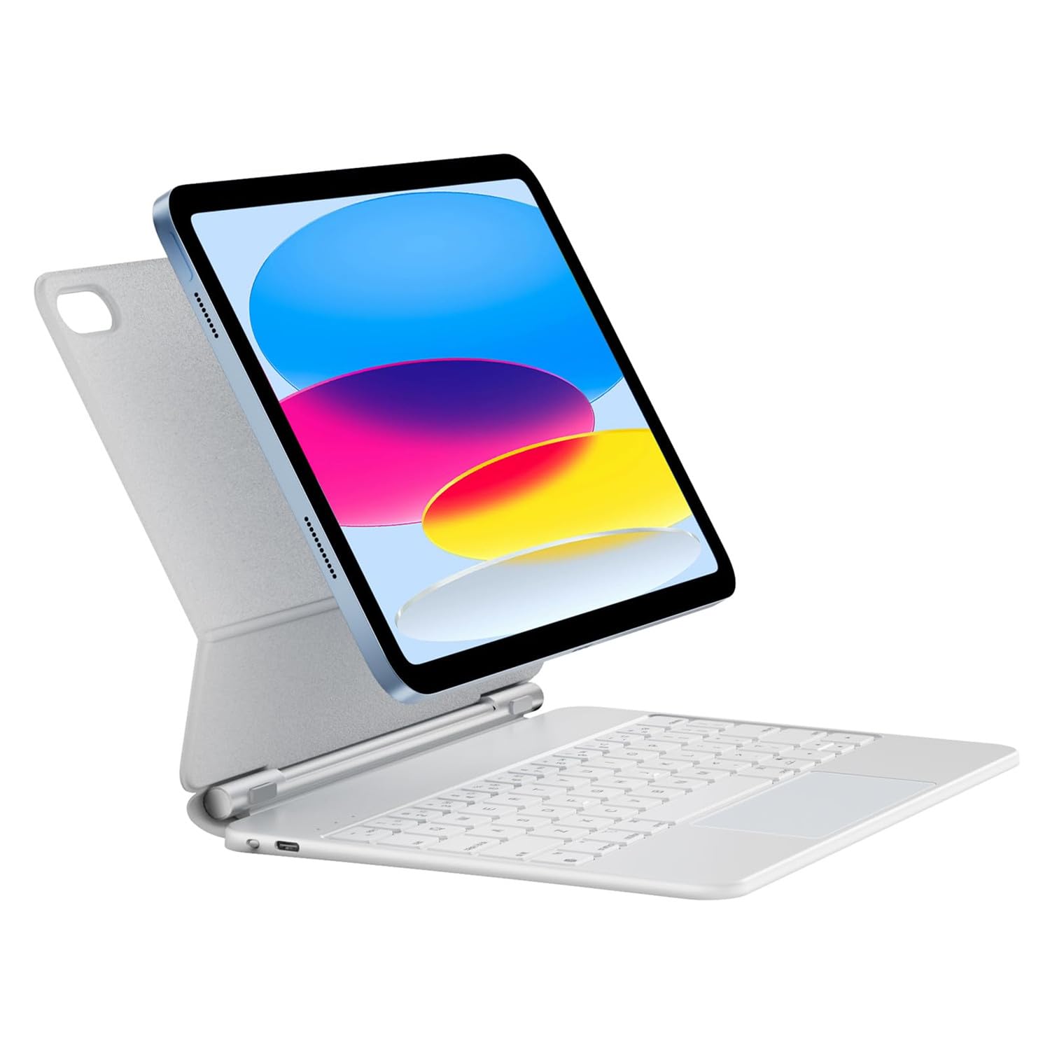 X8 Magic Control Custodia protettiva magnetica con tastiera tattile multi-touch, supporto regolabile a 135°(iPad 10a generazione 10,9 pollici 2022/iPad 11 pollici (A16) 2025) Bianco