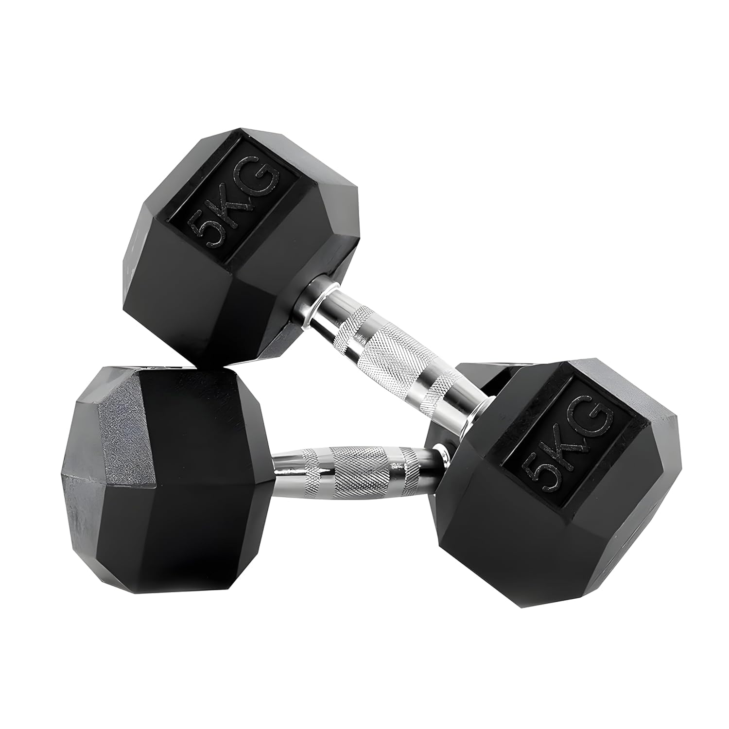 METAL HOUSE 10 KG Hex Dumbbell Set (5 KG x 2) | Rubber Coated Anti-Roll Dumbbells with Knurled Steel Handle | Home Gym & Commercial Strength Training Weights for Men & Women
