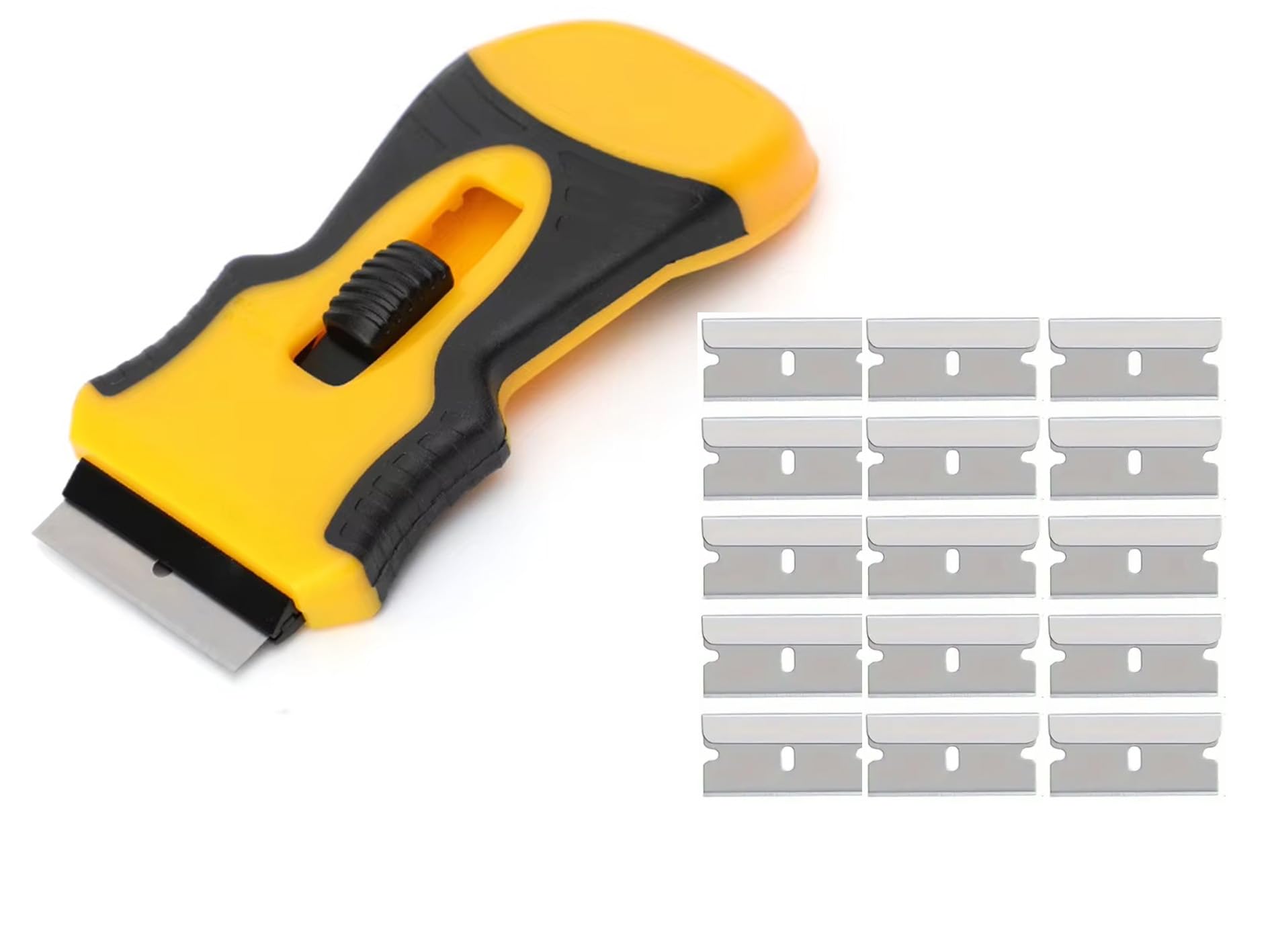 Oven Glass & Hob Cleaning Tool | Multi-Purpose Non-Scratch Cleaner with 15 Spare Replacements | for Cleaning Grease, Paint, Labels, Stickers, Limescales, Burnt-on Food etc.