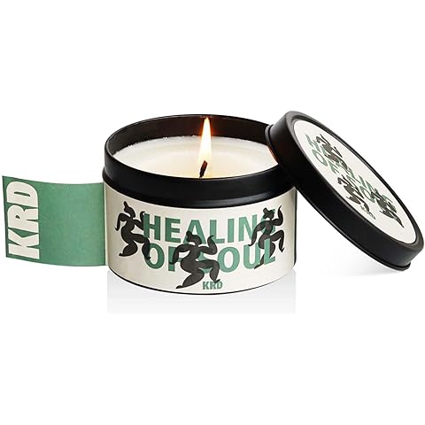 KRD Scented Candle, Amber Moss, 6.4oz Coconut Soy Wax, Over 42 Hours Burn Time, Christmas Candle Gift for Family & Friends