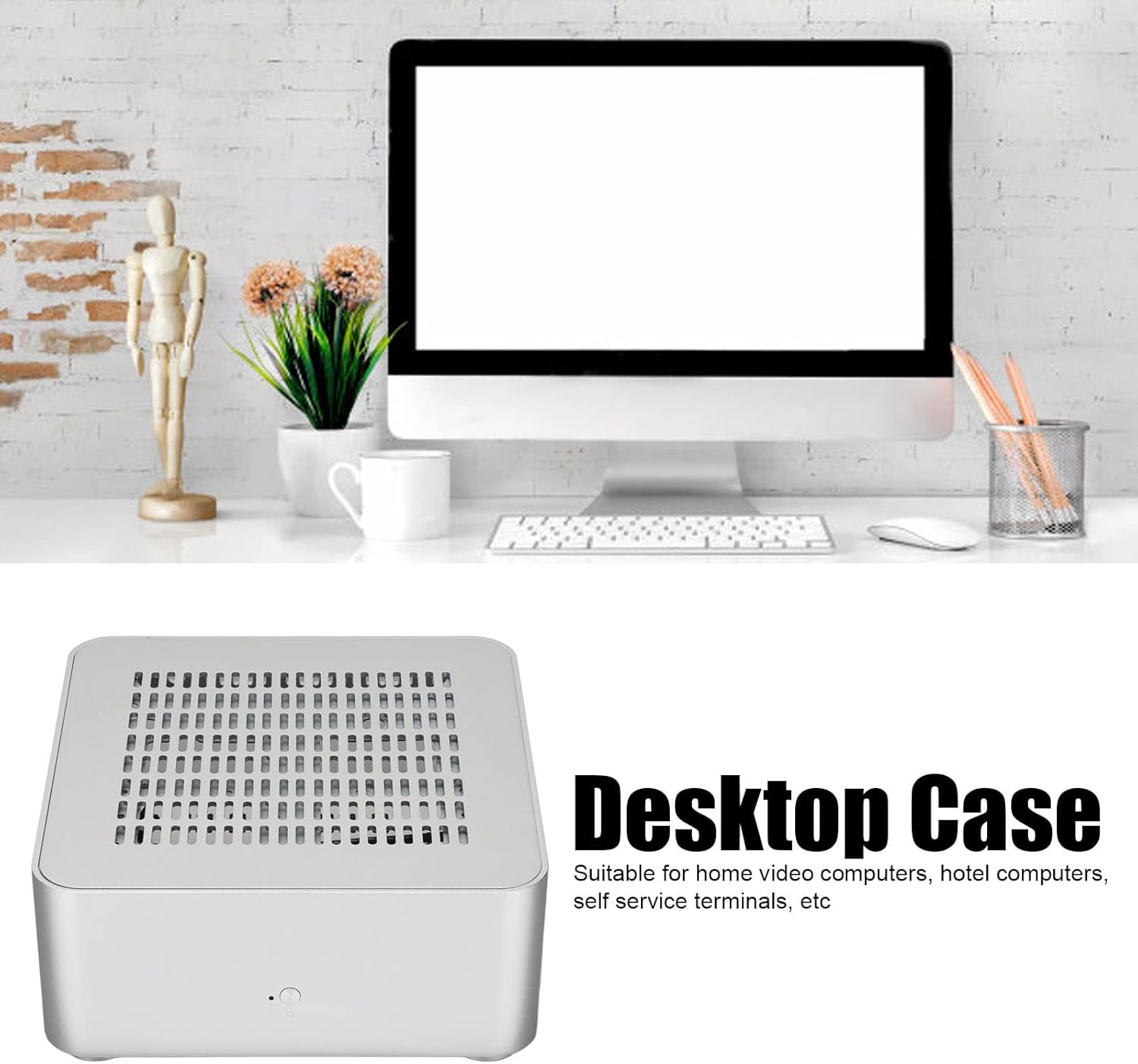 Mini ITX Computer Case, Desktop Case Gaming PC Case for Home Video Computers, Hotel Computers, Self Service Terminals, Good Heat Dissipation