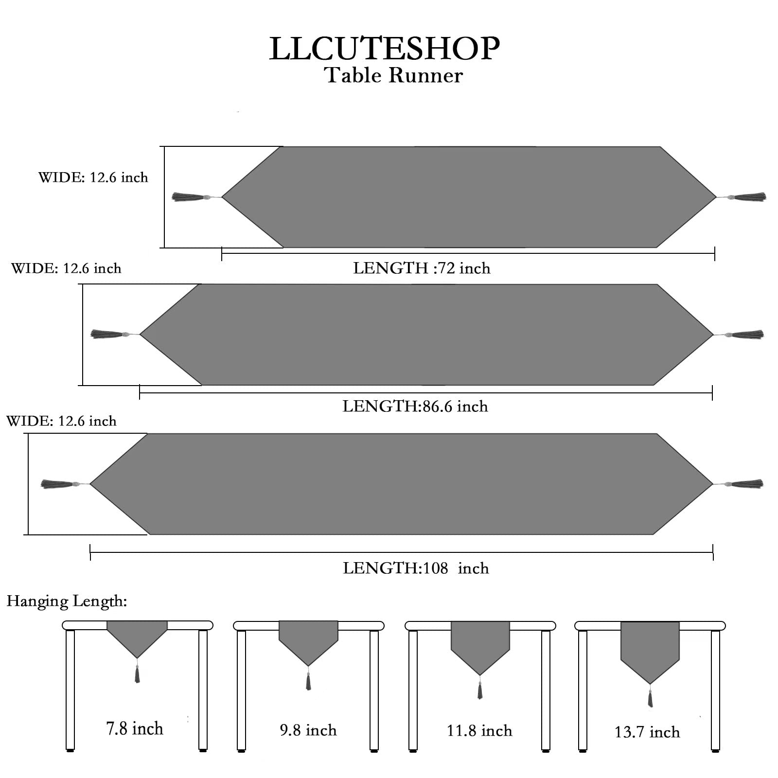 Chemin de table moderne et facile d'entretien - Aspect lin - Gris - 30,5 x 183 cm - Pour table à manger, table basse, restaurant, décoration