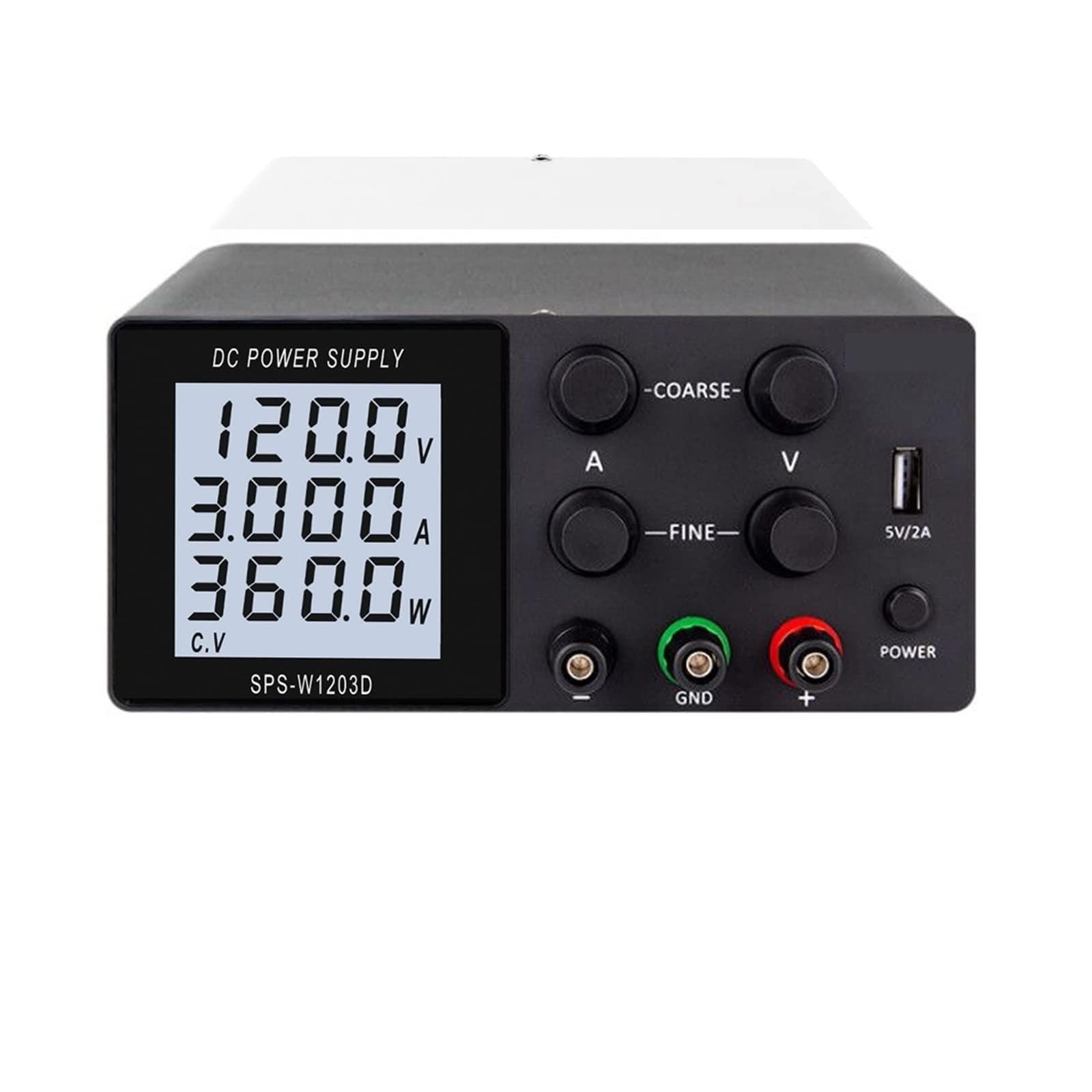 Labornetzteil Einstellbares DC-Netzteil 30 V 10 A LCD-Bildschirm schützt Augen USB-Digital-Laborbank-Spannungsreglerschalter(SPS-W1203D Black)