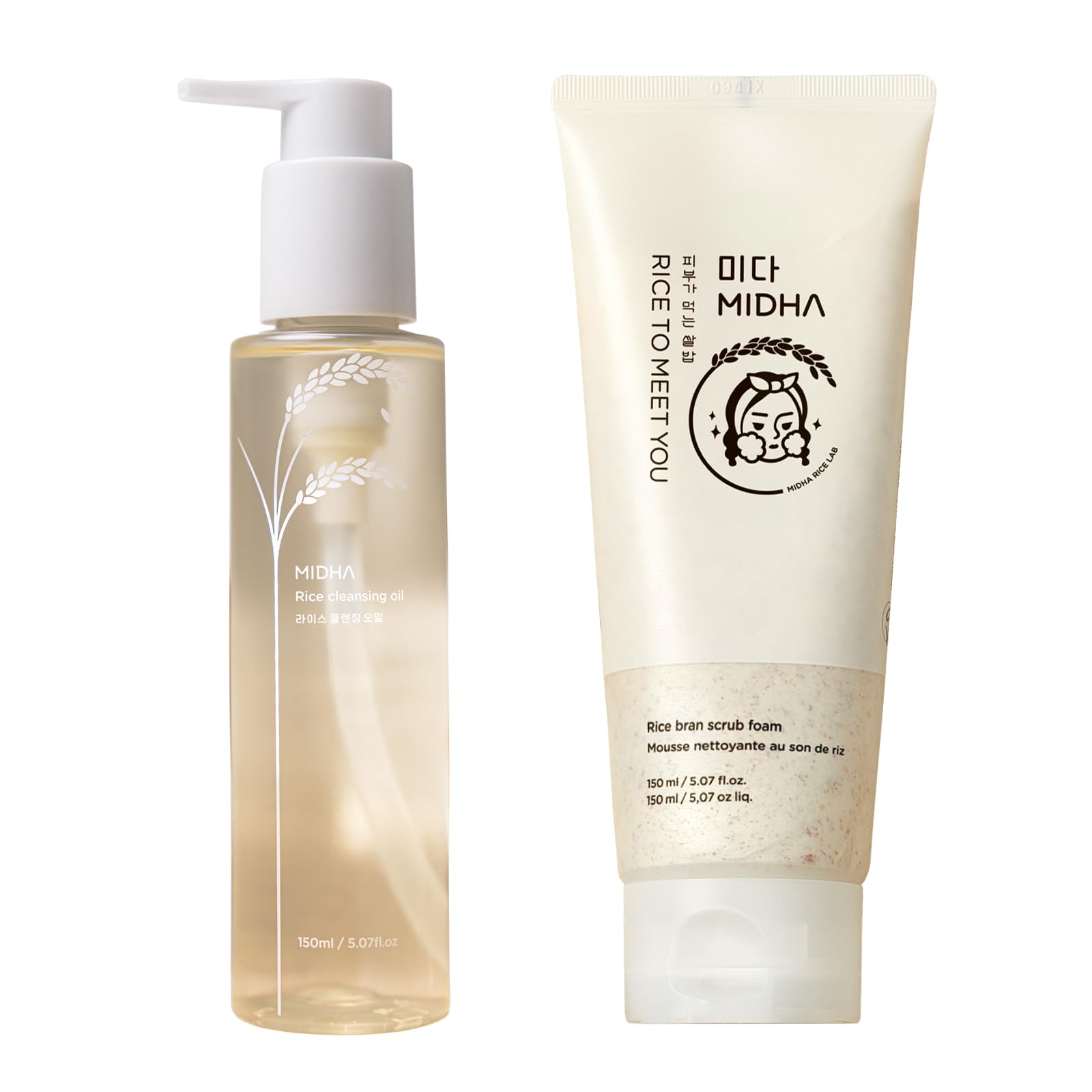 Amazon.com: MIDHA Bran Scrub Foam 5.07fl.oz. + Rice Cleansing Oil