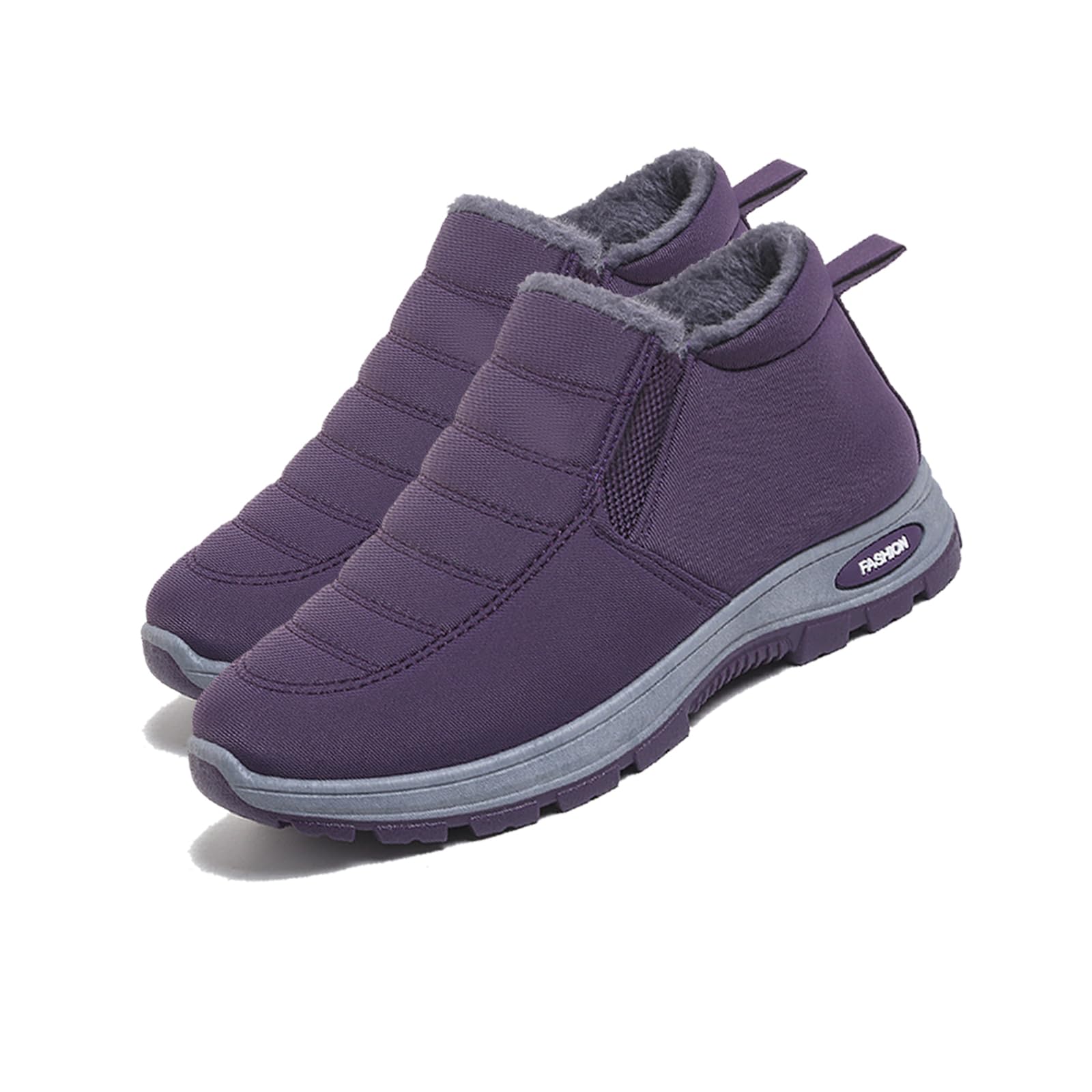 Winter Warm Waterproof Fur-Lined Ankle Footwear for Women Men Lightweight Slip-On Non-Slip Outdoor Thermal Walking Shoe