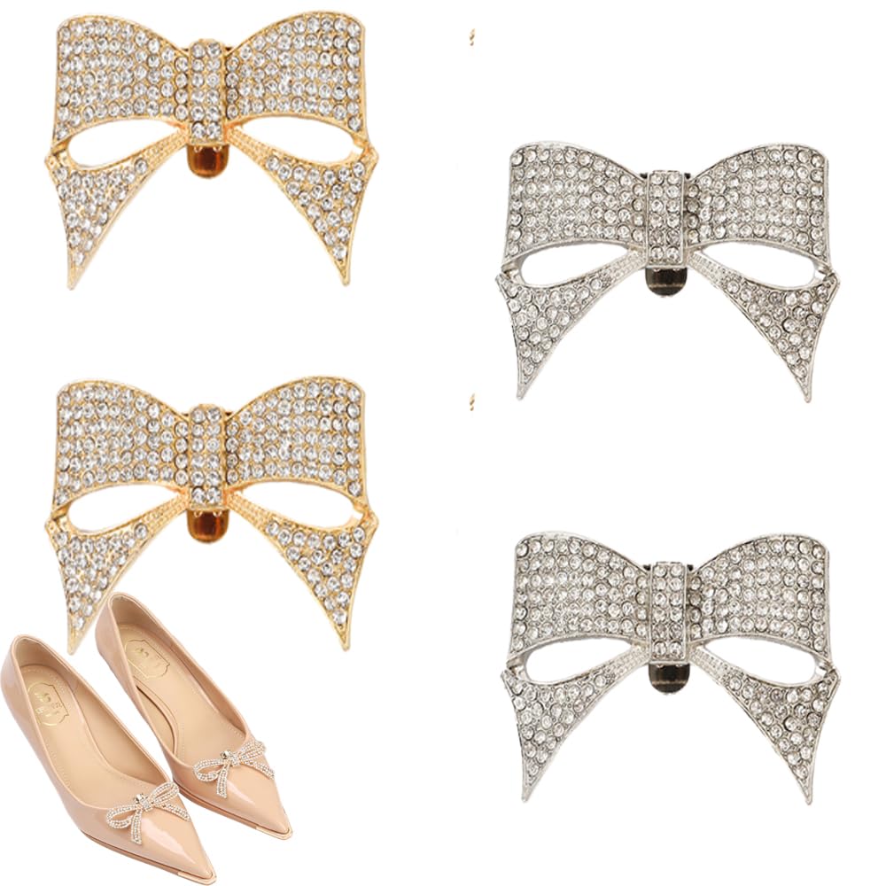 14 Pcs Rhinestone Bow Shoe Clips Shoe Buckle Classic Decorative Bow Clips For Shoes Elegant Removable Shoe Charms For Women Shoes Accessories For