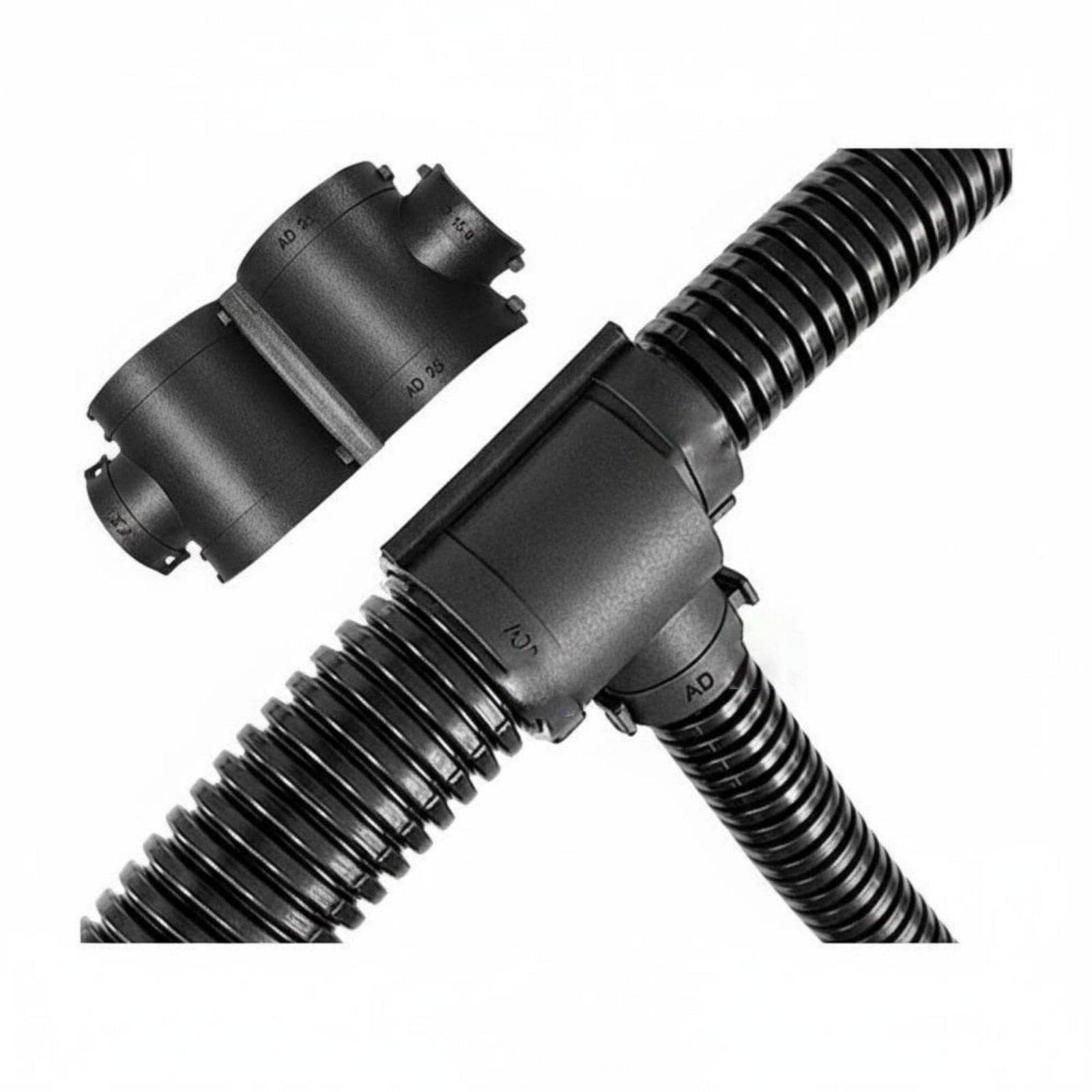 Nylon Corrugated Pipe Connector Retardant Openable Conduit T-Fitting Fasten-Fit Closure Corrugated Tubing T-Joint for Automotive, Workshop, Garage Ad21.2*10*21.2 Reducing T-type|Business-image-38