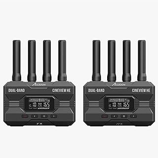 ACCSOON CineView HE Wireless Video Transmission System Transmitter&Receiver 2.4+5Ghz HDMI in&Loop-Out, UVC Out for Live Streaming 1080p 60fps 0.06s Latency 1200ft Range up to 4 Devices Monitoring