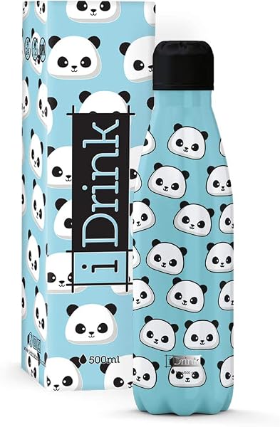 I-Drink Botella Térmica Doble Pared 350/500/750/1.000 ML, Decorada (350 ML, Panda) - 1