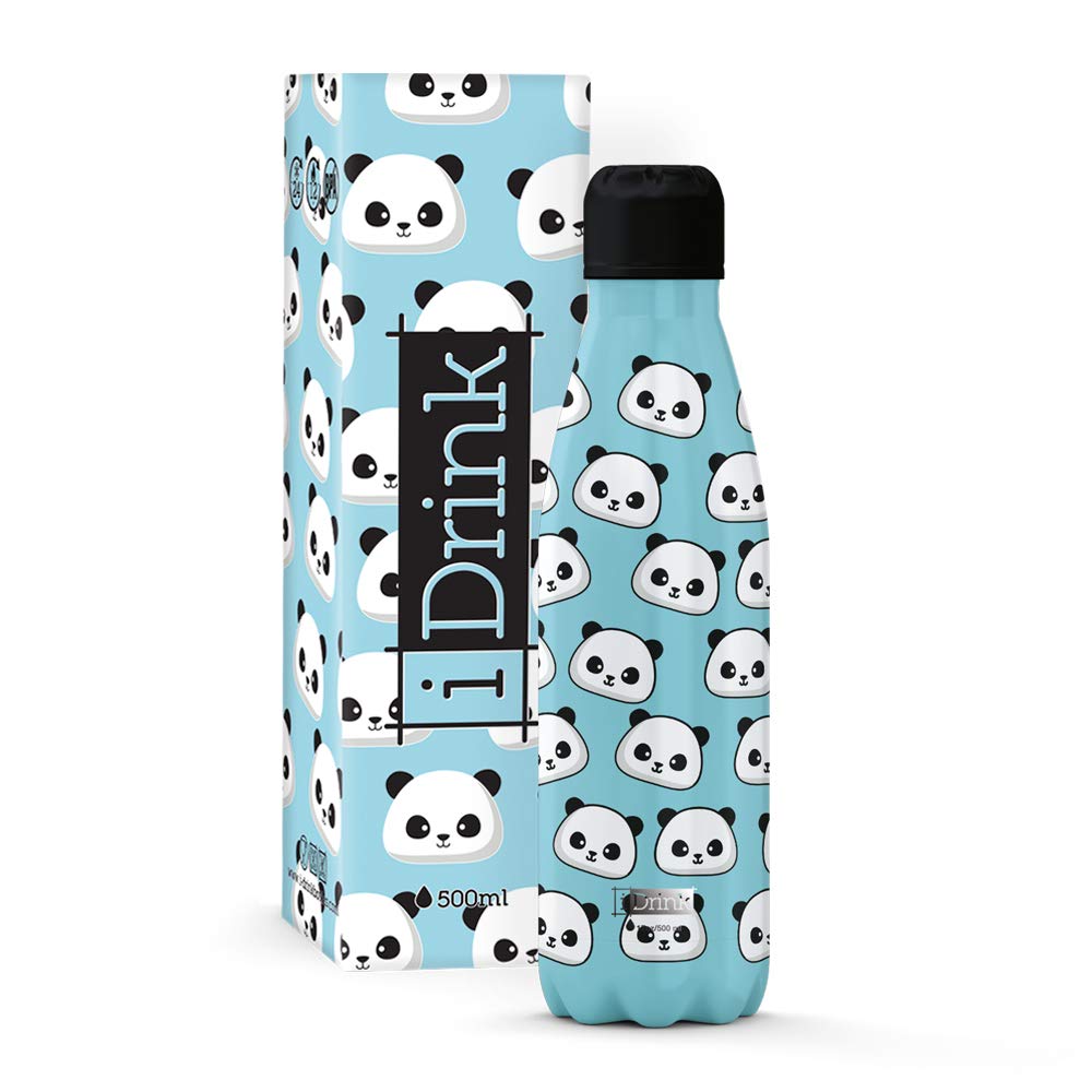 I-Drink - Borraccia Termica in Acciaio 350/500/750/1000 ML (350 ML, Panda)