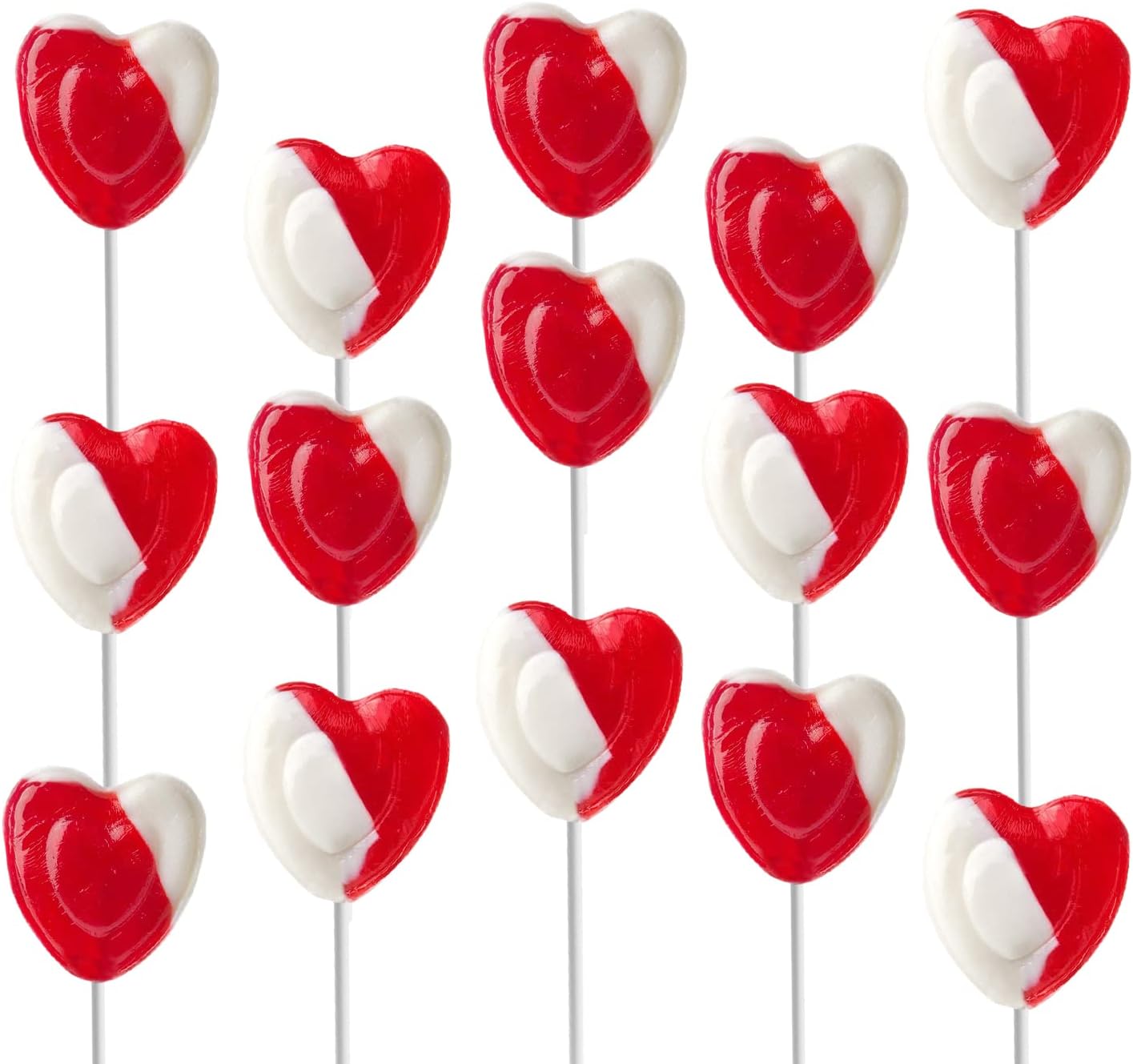 Valentines Day Lollipops Red Heart Shaped Strawberry N' Cream Flavored, 24 Lollipops, Individually Wrapped