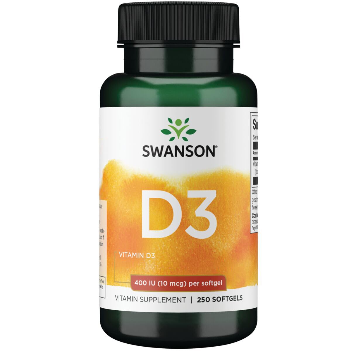 Swanson Vitamin D3 Bone Health 400 IU (10 mcg), 250 Capsules