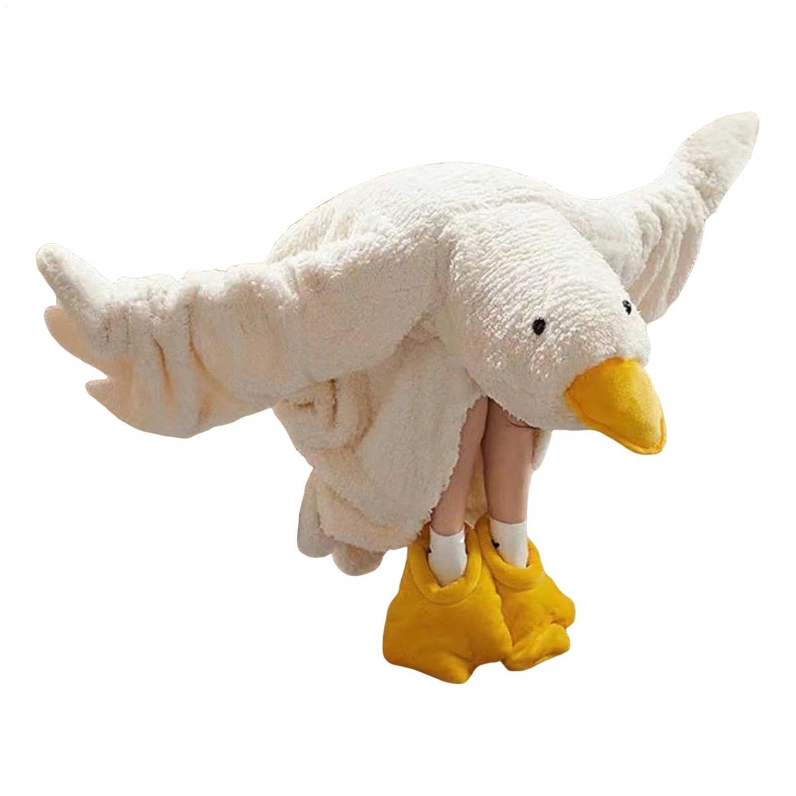 Wearable Goose Blanket Hoodie Onesie, Funny White Goose Pajamas For Adult & Kid with Sleeves and Gooses Feet Slippers, Duck Onesie Thick Cozys Warm Nightgown For Home Living Room Bedroom Movie Night