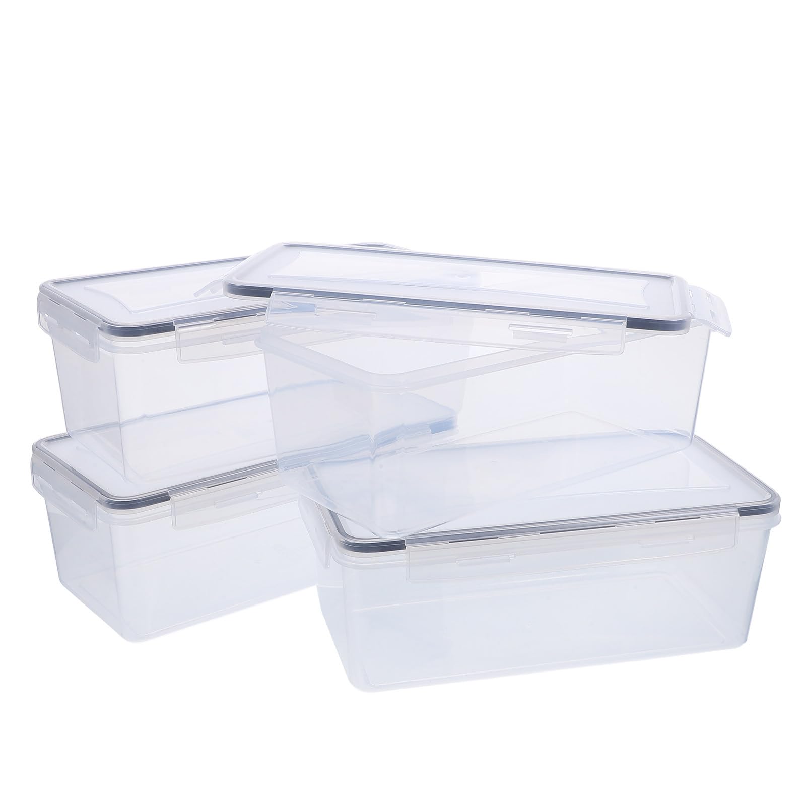 Set 4 Contenitori Ermetici per Alimenti da Cucina 3,2l in Plastica Pp Trasparente Impilabili con Coperchio per Conservazione e Organizzazione Alimentare
