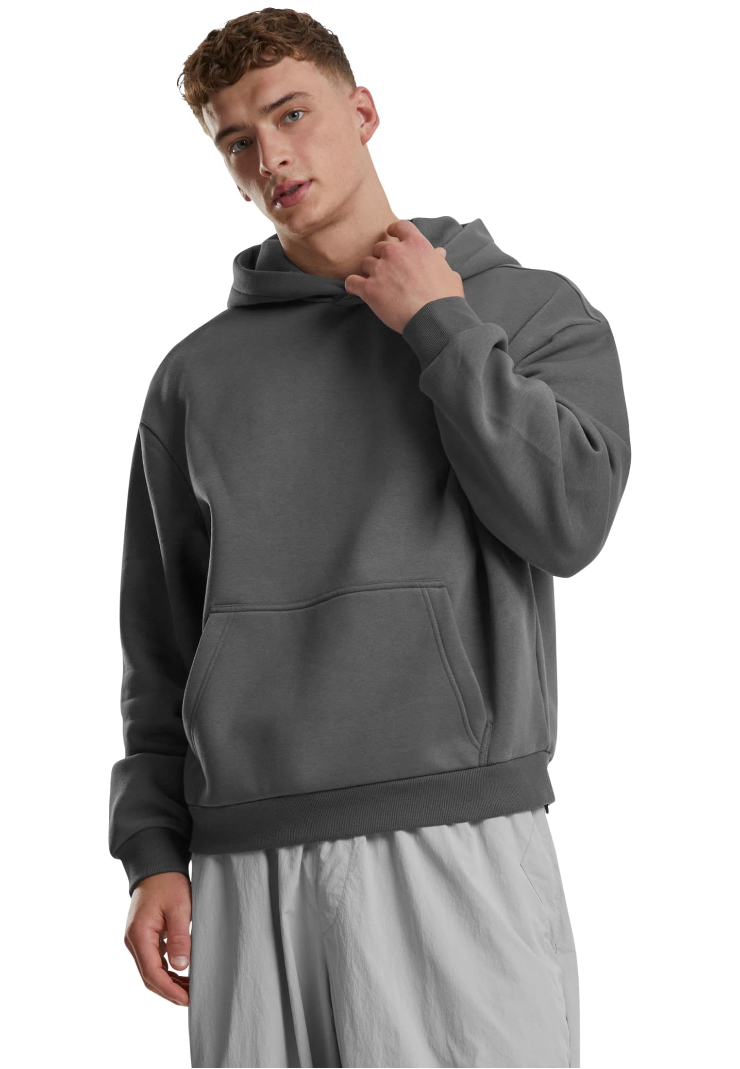Urban Classics Męska bluza z kapturem Fluffy Hoody, luźna bluza z kapturem dla mężczyzn, oversize fit, rozmiary S-5XL, Magnet, 3XL