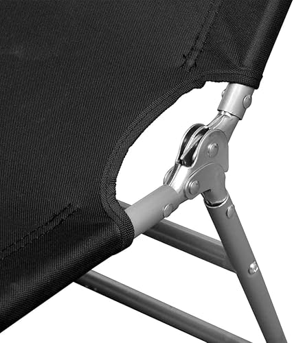 Miniatura 6 de Sillas de playa ligeras para adultos, tumbona plegable con cojín para la cabeza, acero recubierto de polvo, negro, sillón reclinable de campamento,