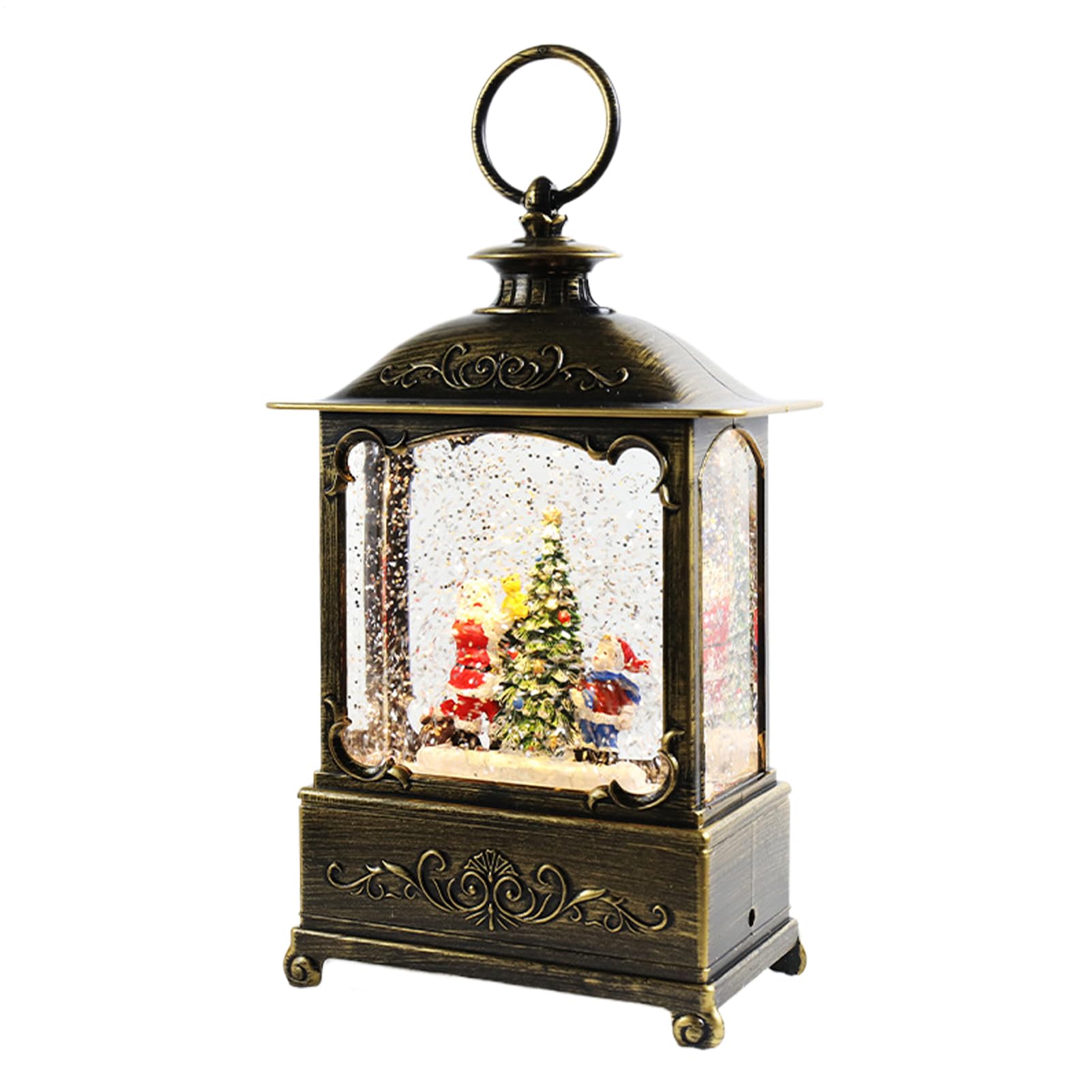 Globi Di Neve Natalizi Babbo Natale e Pupazzo di Neve | Globi di Neve Musicali Notturne Per Feste Scrivania Tavolo Scaffale Ufficio Cortile Patio