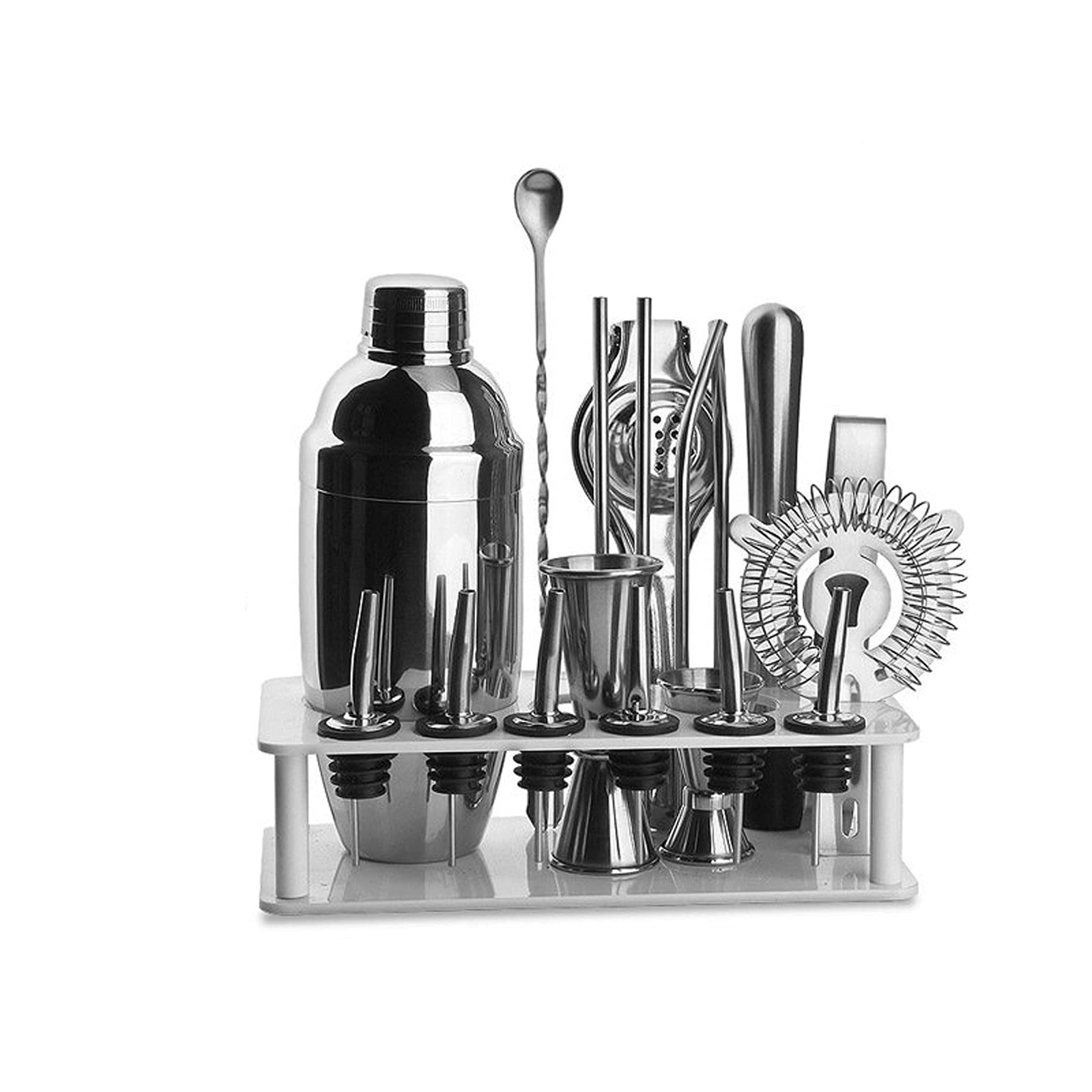 Juego de Coctelera Beber Shaker Cocktail Shaker Set Bartender Kit Martini Mezclador de Acero Inoxidable,Muddler,Cuchara de Mezcla,Jigger Barware Herramientas Agitador de Cócteles (Color : E)