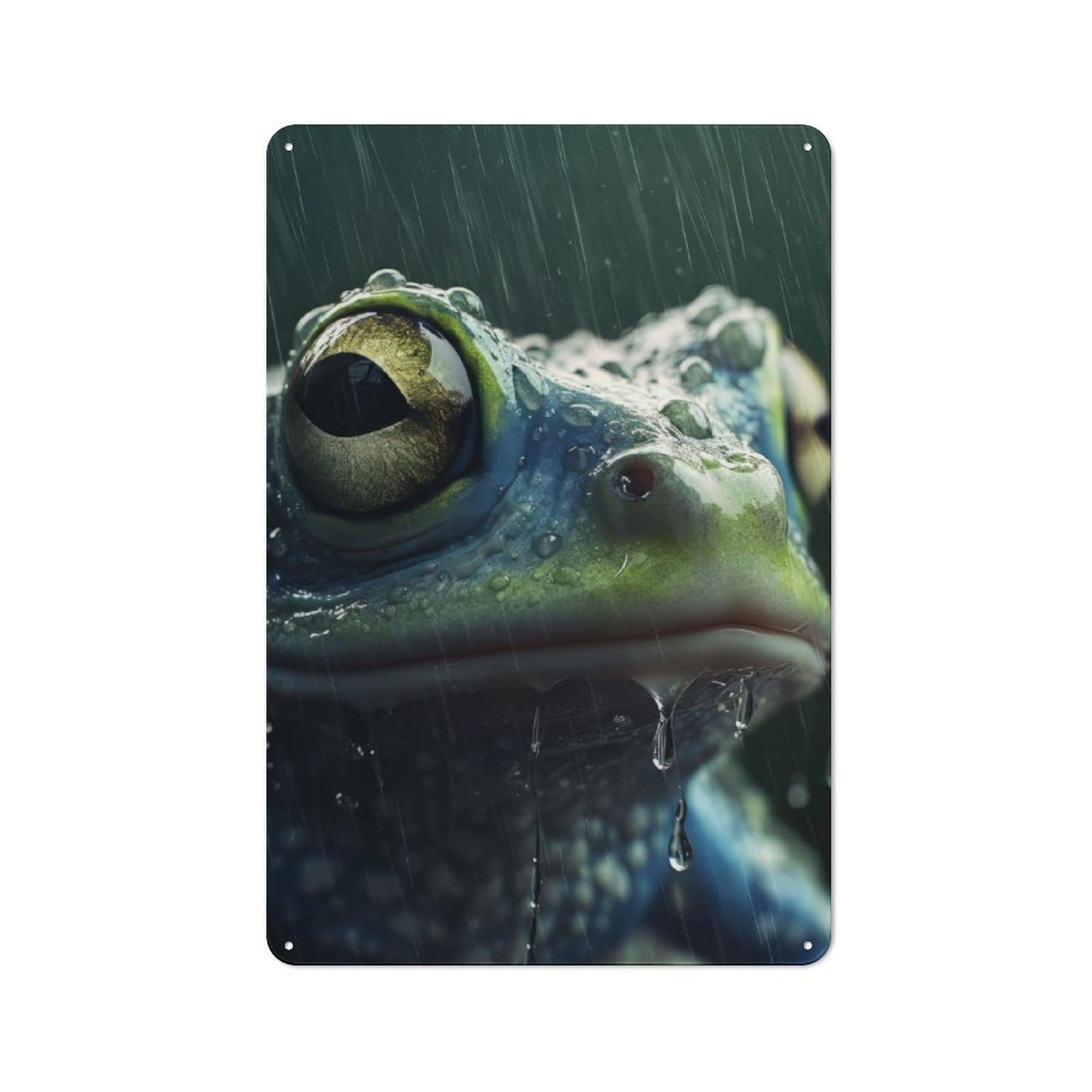 Junmoney Wet Frog Closeup Retro Metal Wall Sign 30X20cm For Garage Or Workshop, For Kitchen, Dining Room And Home Bar Wall Decor