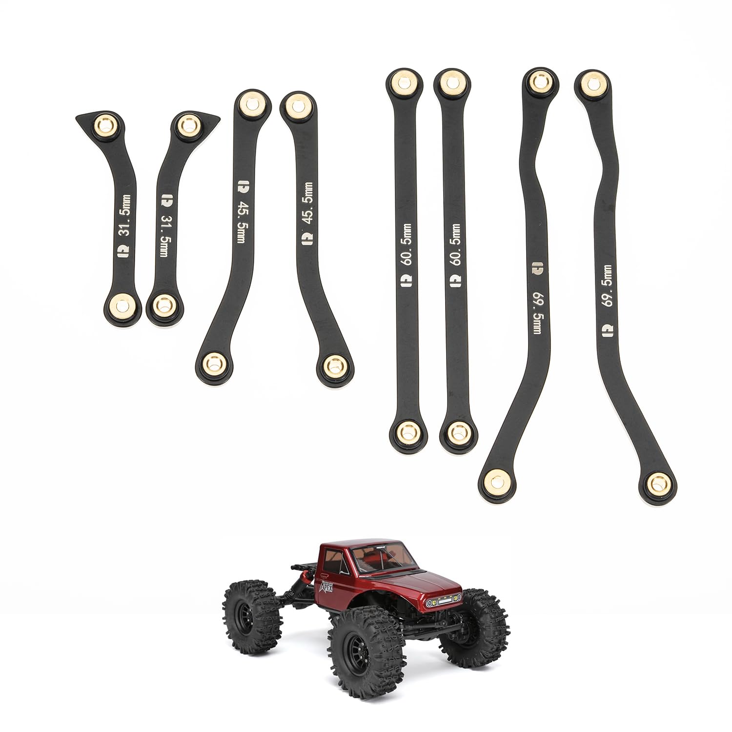 RampCrab High Clearance Chassis Links for 1:18 RC Crawler Redcat Ascent-18 APEX Upgrade, Stainless Steel Links Set，