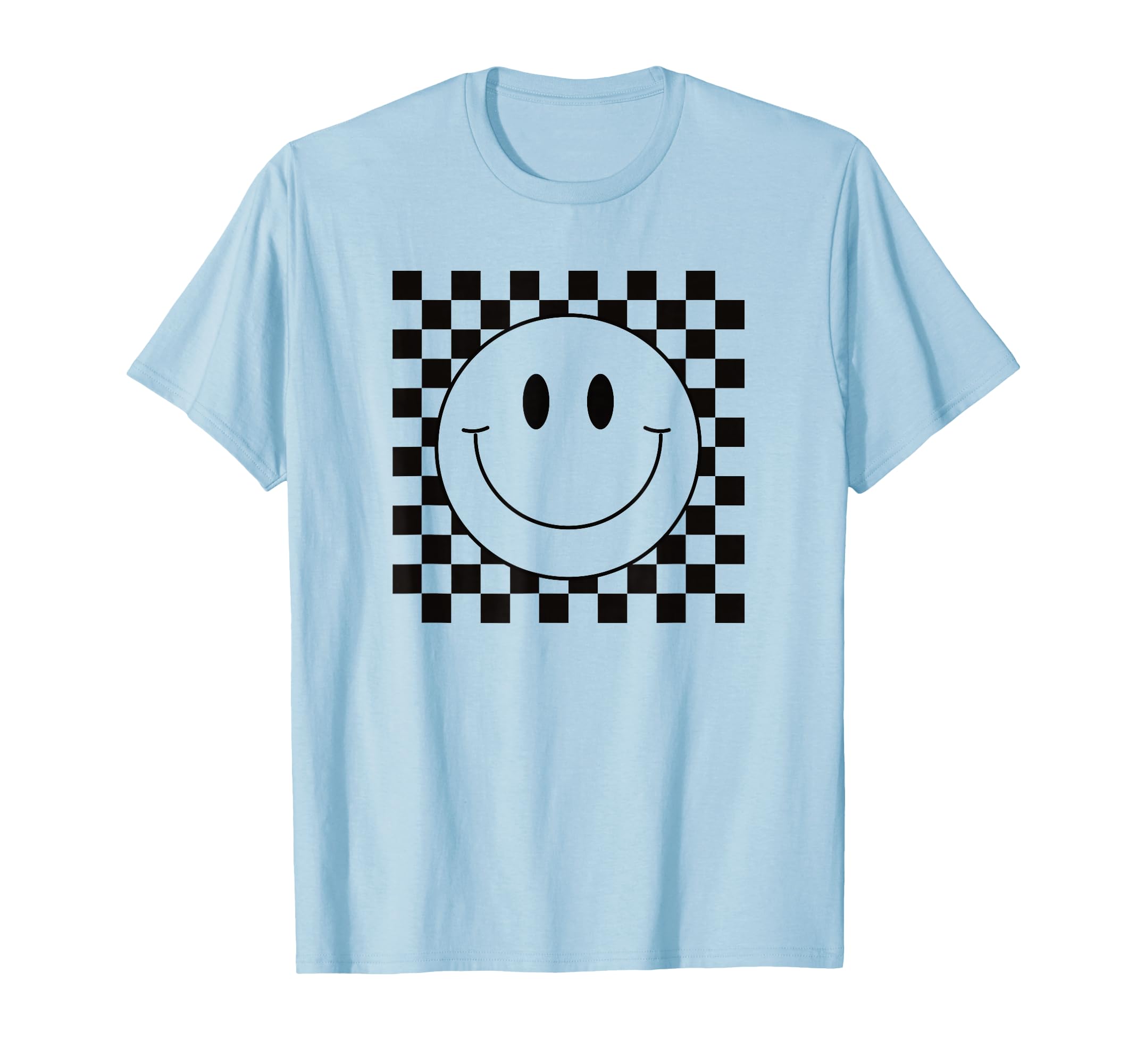 Yellow Smile Face Shirt Cute Checkered Pattern Smiling Happy T-Shirt
