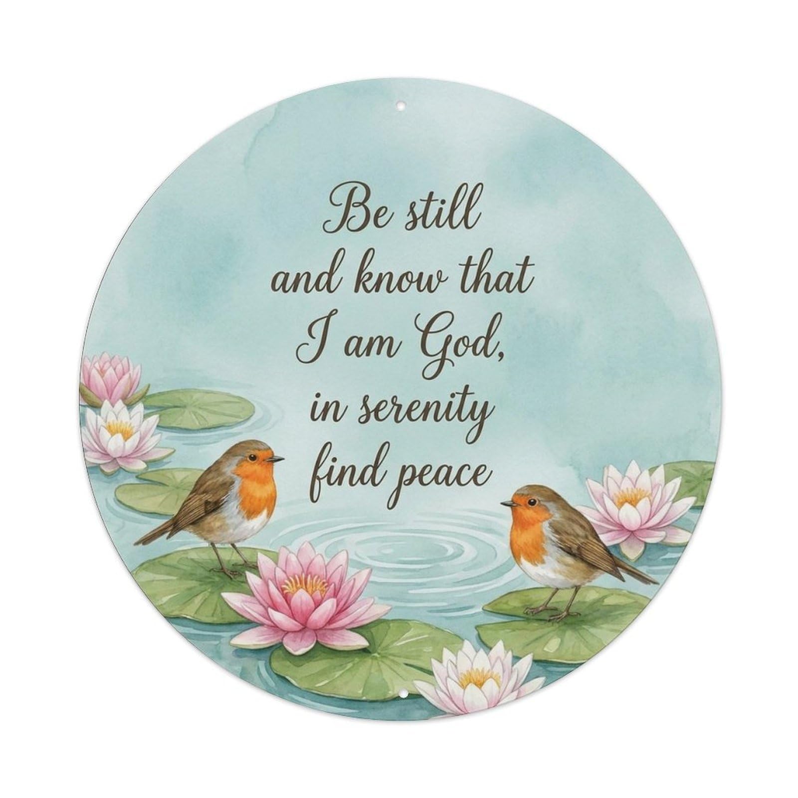 Be Still Serenity Peace European Robin Quote Metal Tin Sign