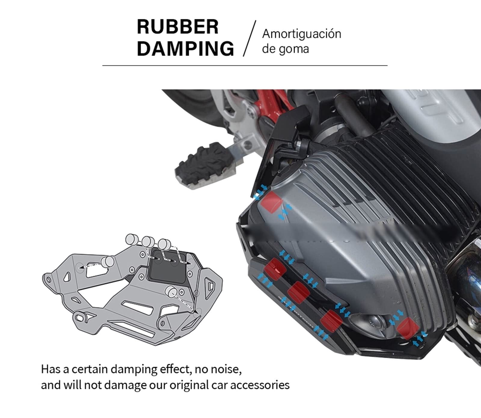 Motorschutz Zylinderkopfschutz Schutzabdeckung Zylinderschutz Für BMW R1200GS LC Adventure 2012-2018 R1200R R1200RS R1200RT (Farbe : Silver- Black)