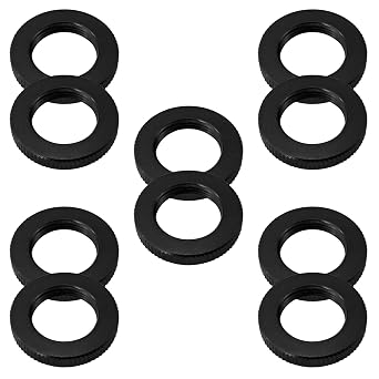 10Pcs Knurled Lock Microphone Stand Nut 5/8"-27 Double Lock Nut for Microphone Screws, Aluminum Jam Nuts, Black