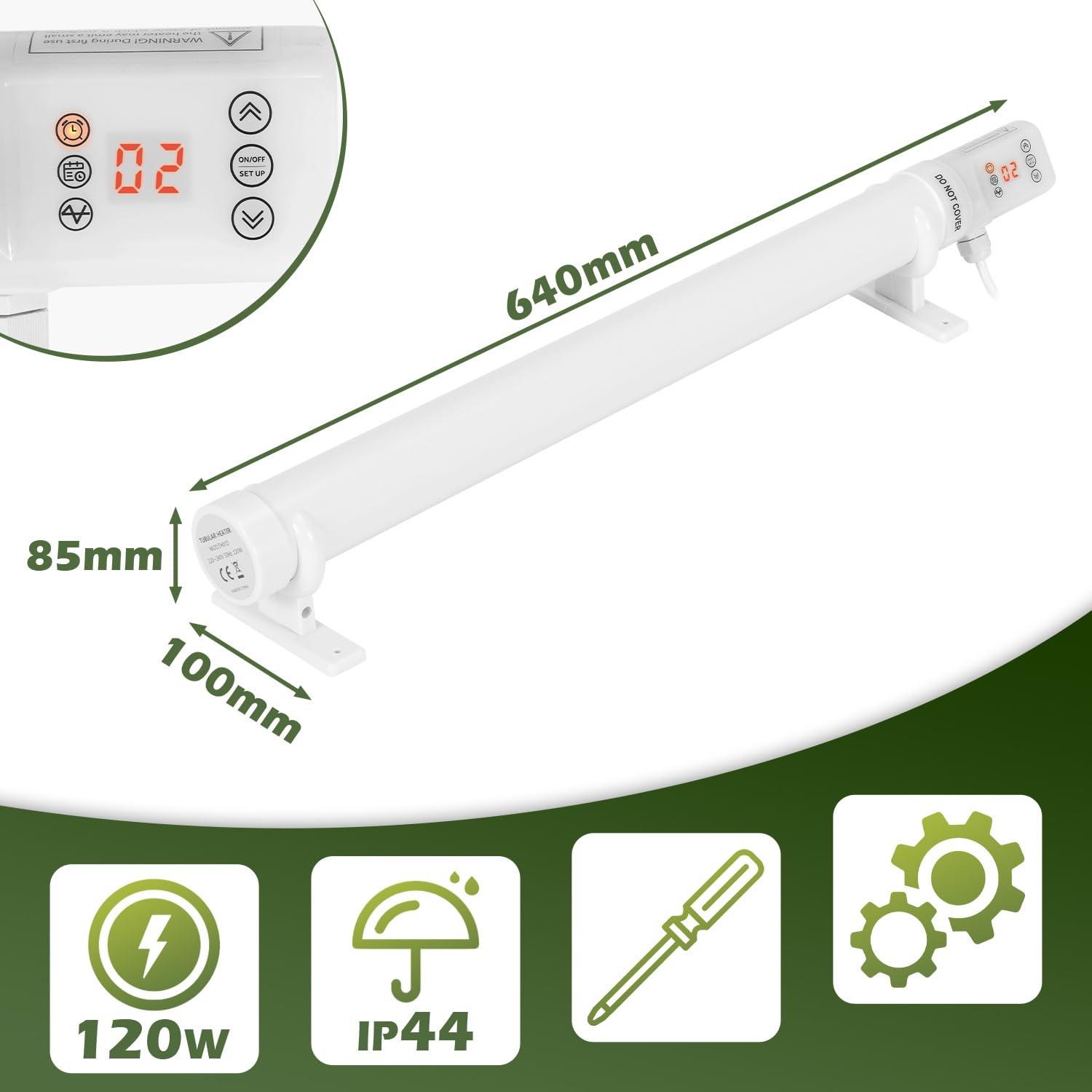 Chauffage de serre 120 W avec capteur de température