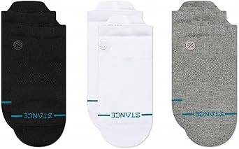 جوارب كاجوال منخفضة اللسان من Stance Icon، عبوة من 3 قطع، جوارب من مزيج القطن، مع دعم للقوس