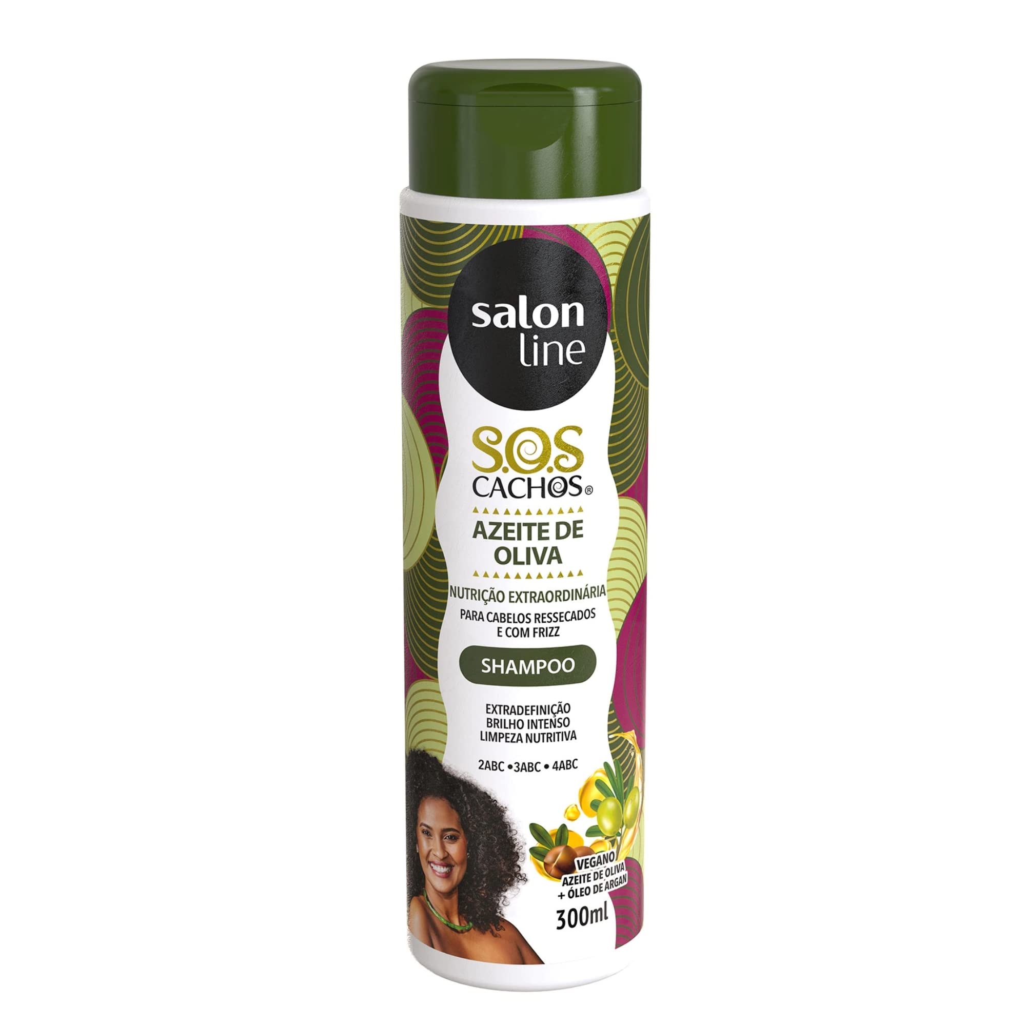 Salon LineLinha SOS Cachos (Azeite de Oliva) - Shampoo 300 ML - (SOS Curls (Olive oil) - Shampoo 10.14 Fl Oz)