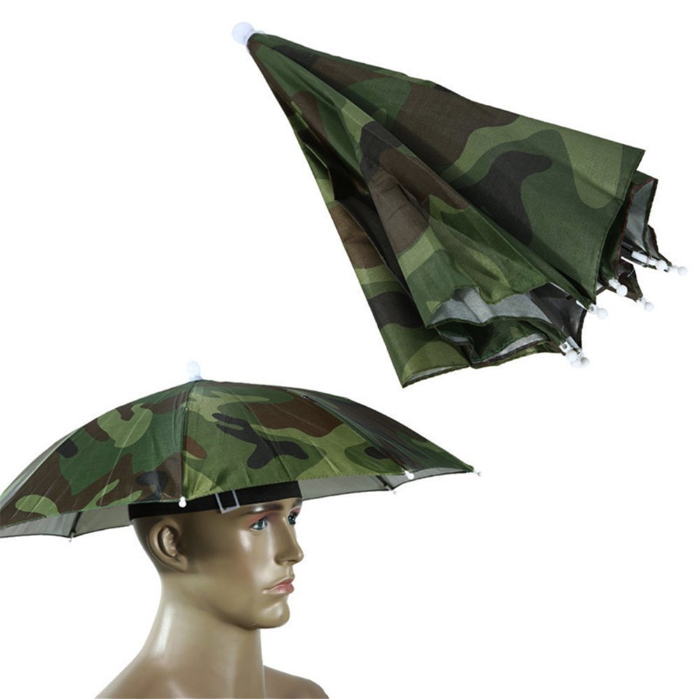 Fostly Camouflage Fishing Umbrella Hat Sun Shade Cap For Fishing Gardening Photography Walking