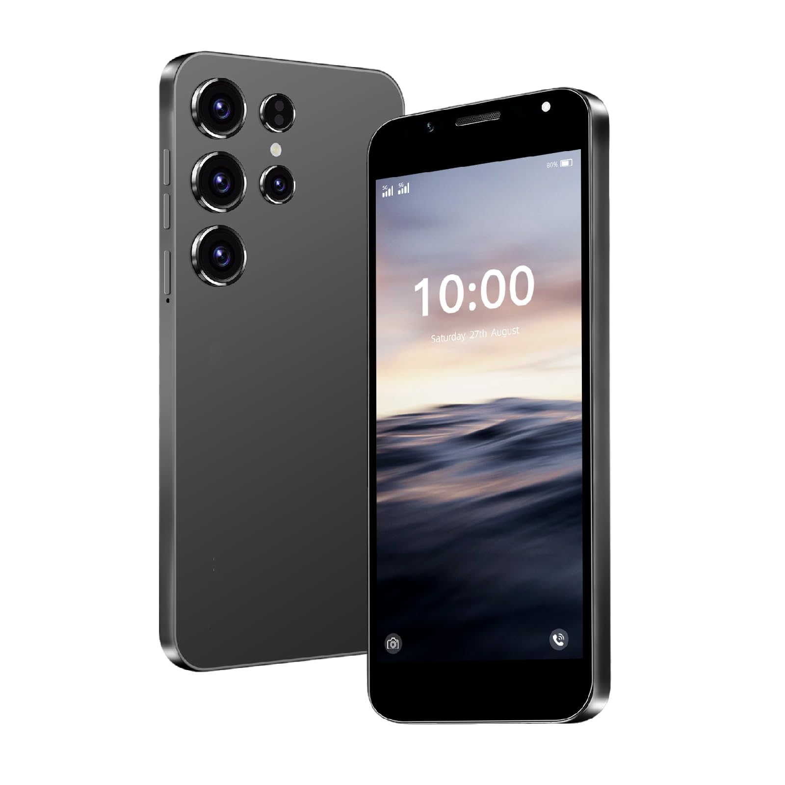 Telefono 4GLTE, doppia SIM + scheda TF, schermo da 5.0 pollici, doppia fotocamera, 2GRAM + 16GROM, estensione TF da 128GB, telefono senza contratto, per utenti principianti (T27black)