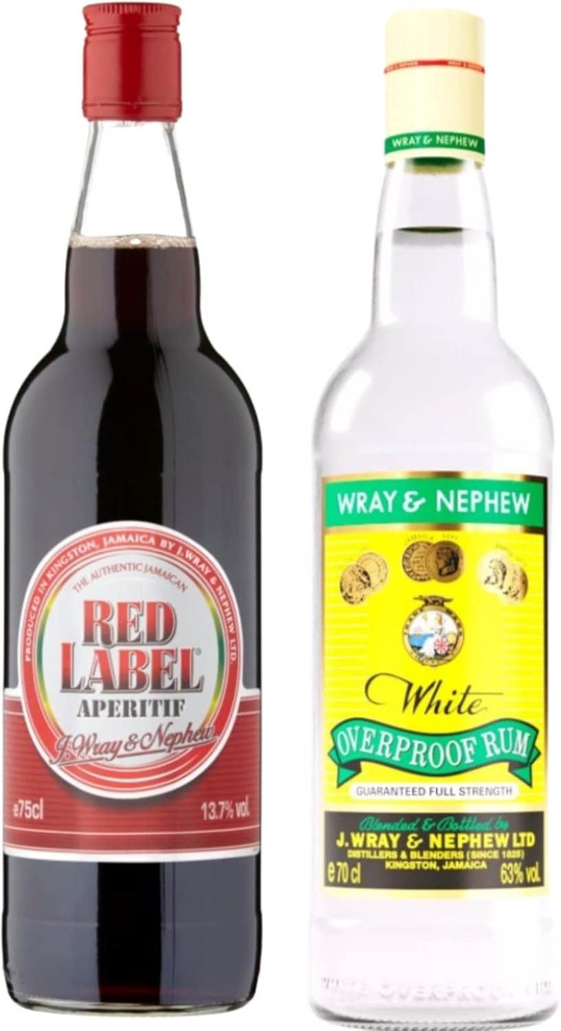 Wray & Nephew Overproof Rum & Red Label Wine 70cl (Pack of 2) Amazon