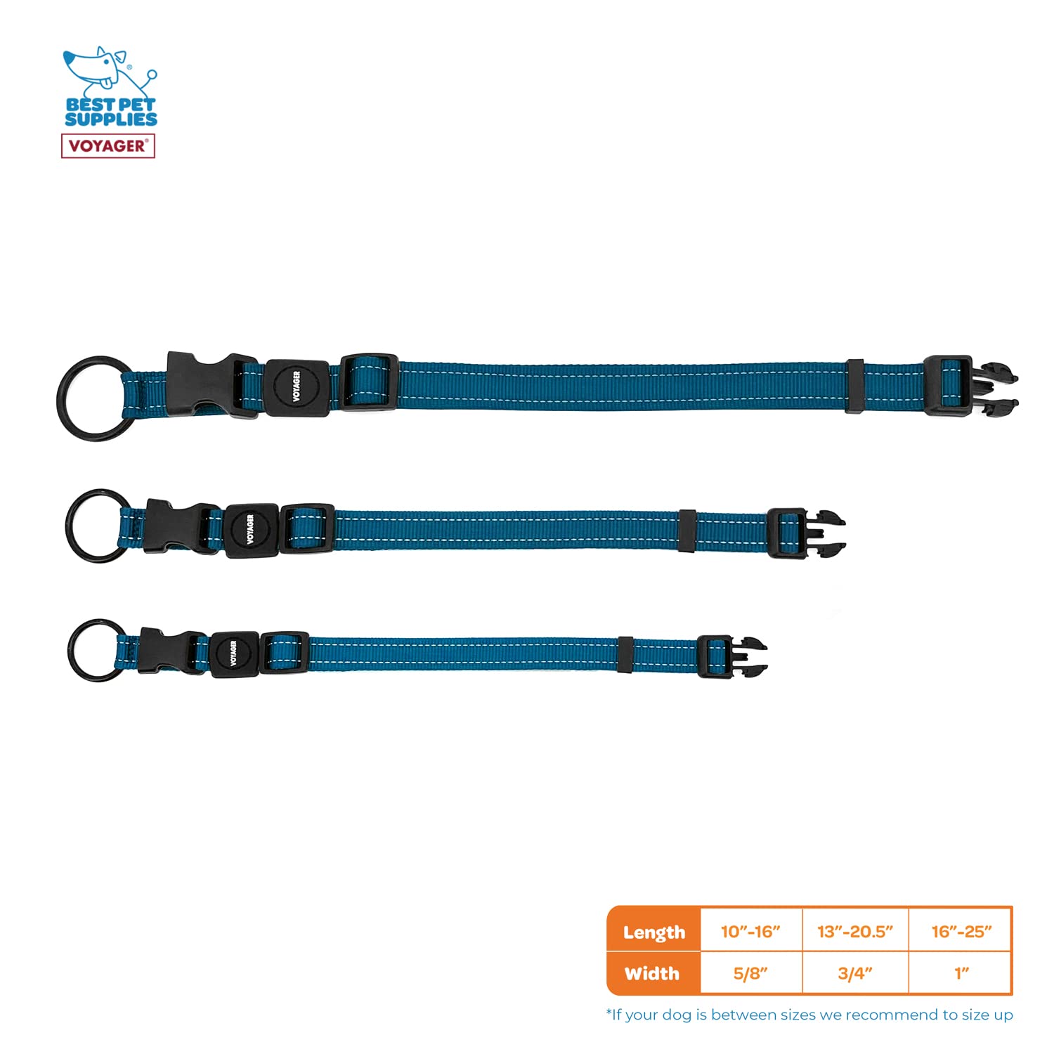Best Pet Supplies Reflective Dog Collar with Adjustable Length, Heavy-Duty Buckle, and Strong Leash D-Ring, Training, Walking - Image 4