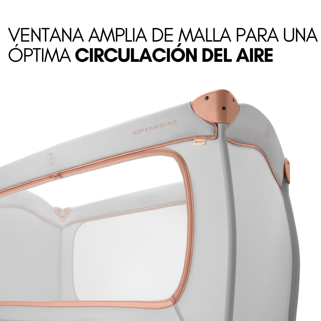 hauck Sleep N Play Go Plus XXL Cuna de Viaje Completa | Parque Infantil Bebé con Colchón - Bajera - Mosquitera y Protector para Colchones Impermeable – Cama Plegable con Ruedas