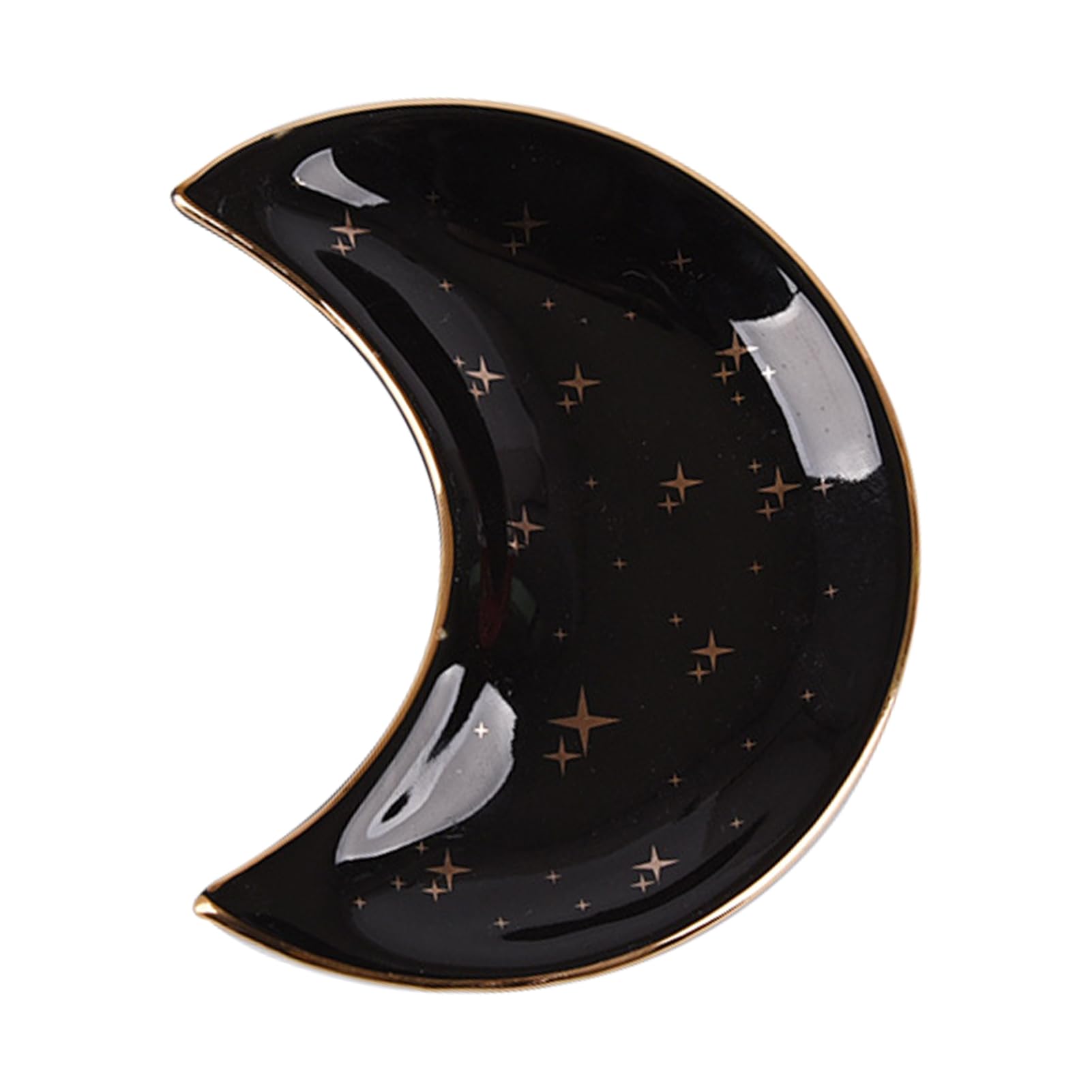 ulafbwur Display Tray Moon Shape Decorative Jewelry Dish Ceramic Engagement Rings Trinket Dish Wedding Decor Jewelry Plate Jewelry Plate