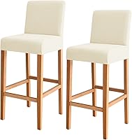 Vista 22 de FORCHEER - Juego de 2 fundas para taburete de bar con respaldos, aspecto de cuero, para taburetes de bar de respaldo corto, extraíbles y lavables