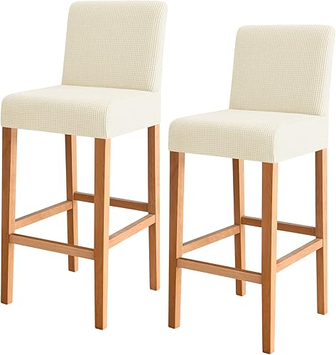 Miniatura 22 de FORCHEER - Juego de 2 fundas para taburete de bar con respaldos, aspecto de cuero, para taburetes de bar de respaldo corto, extraíbles y lavables (2