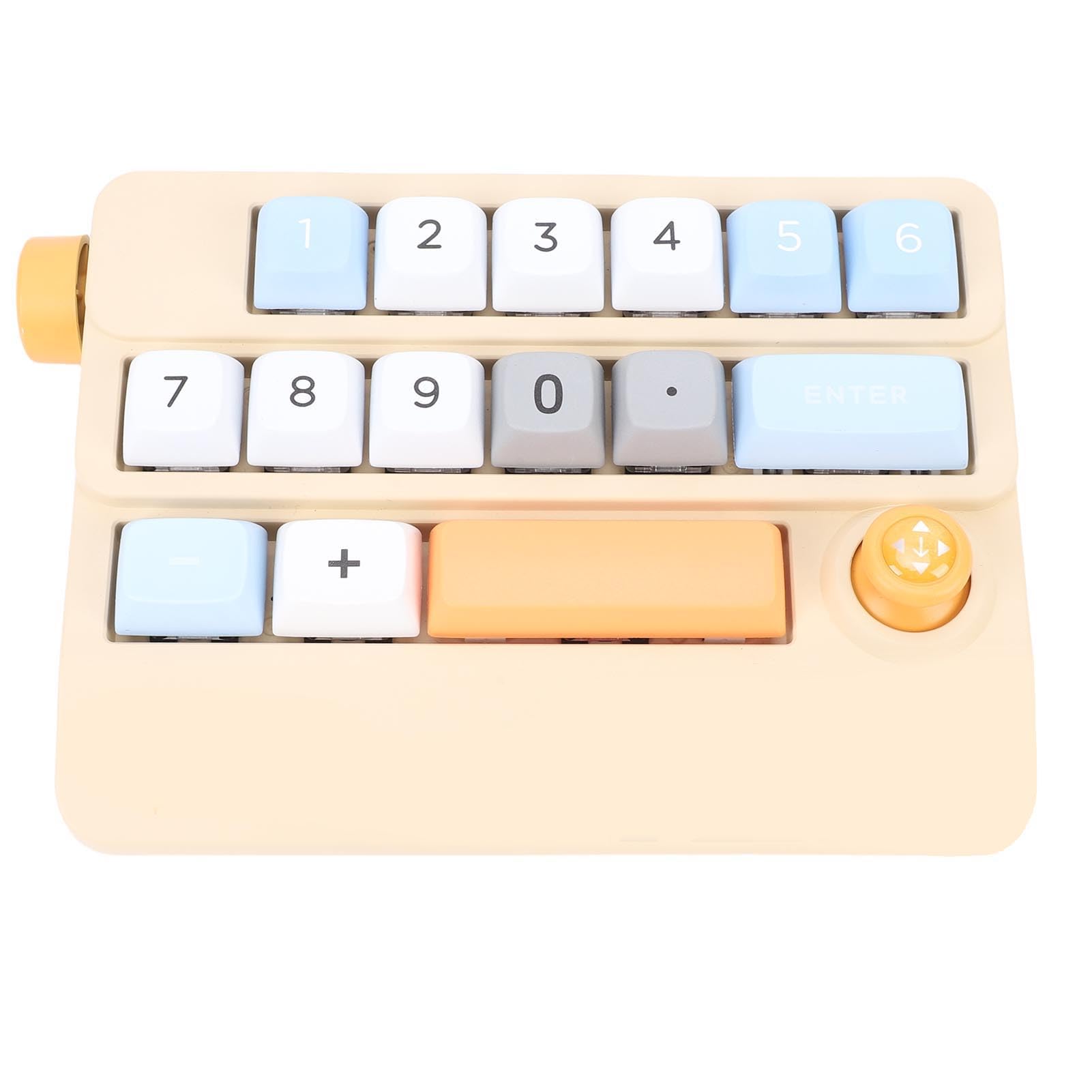 Cuifati Pavé Numérique Mécanique Filaire USB, 19 Touches, Clavier Numérique Programmable Macro échangeable à Chaud avec Contrôle par Joystick et éclairage RVB, pour PC, Ordinateur (Yellow)