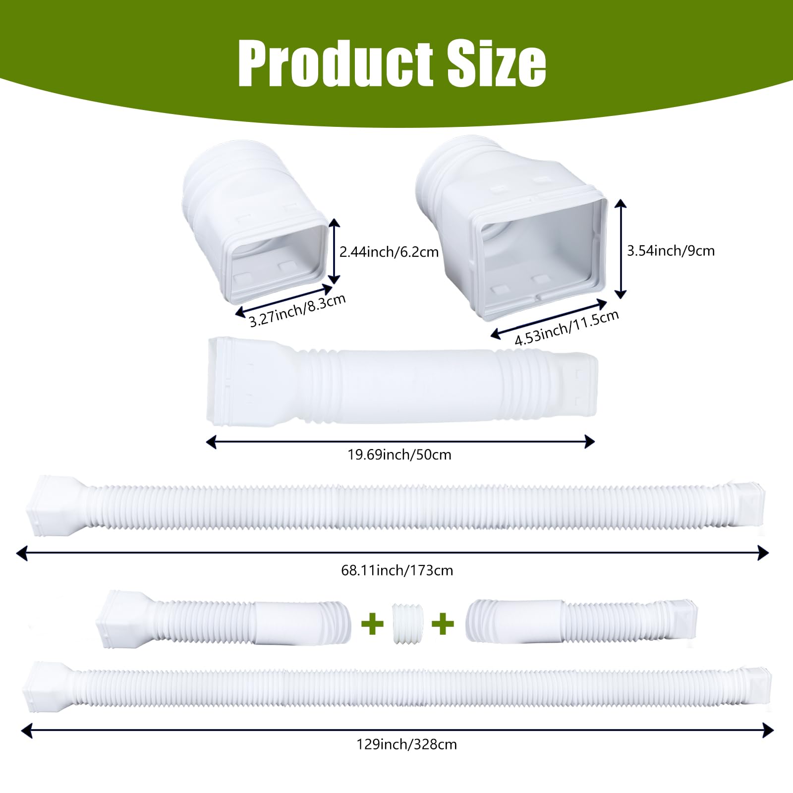 2 Pack downspout extension, White Gutter Downspout Extensions from 20-68 Inches, gutter extension，downspout diverter，with Mounting Screws for Down spout Drain Extension. - 3