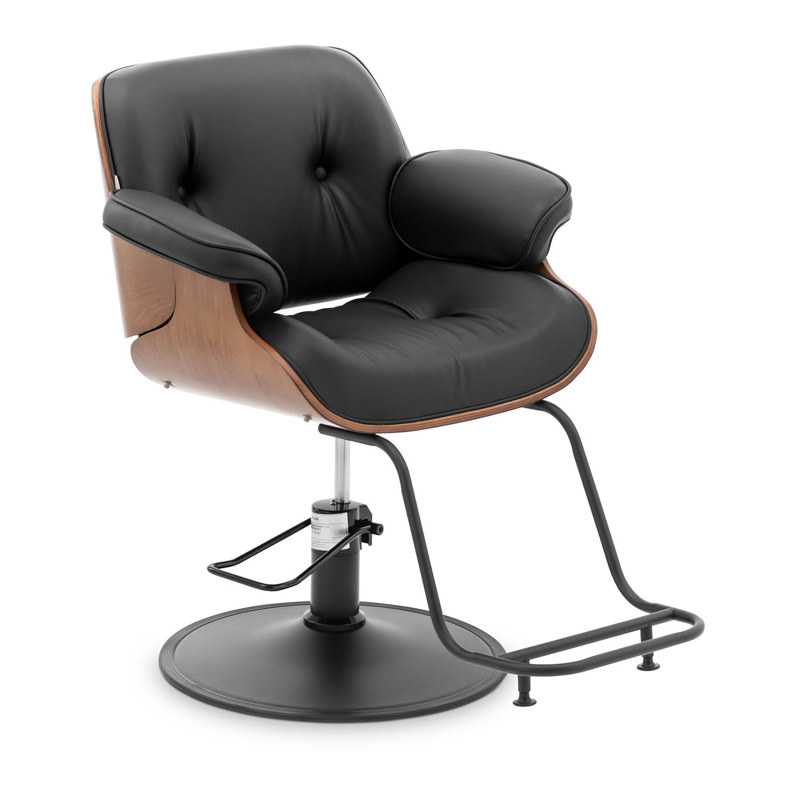 Physa Filey Black Friseurstuhl mit Fußstütze 470-570 mm 200 kg um 360° drehbar Schwarz Barberstuhl Friseursessel höhenverstellbar