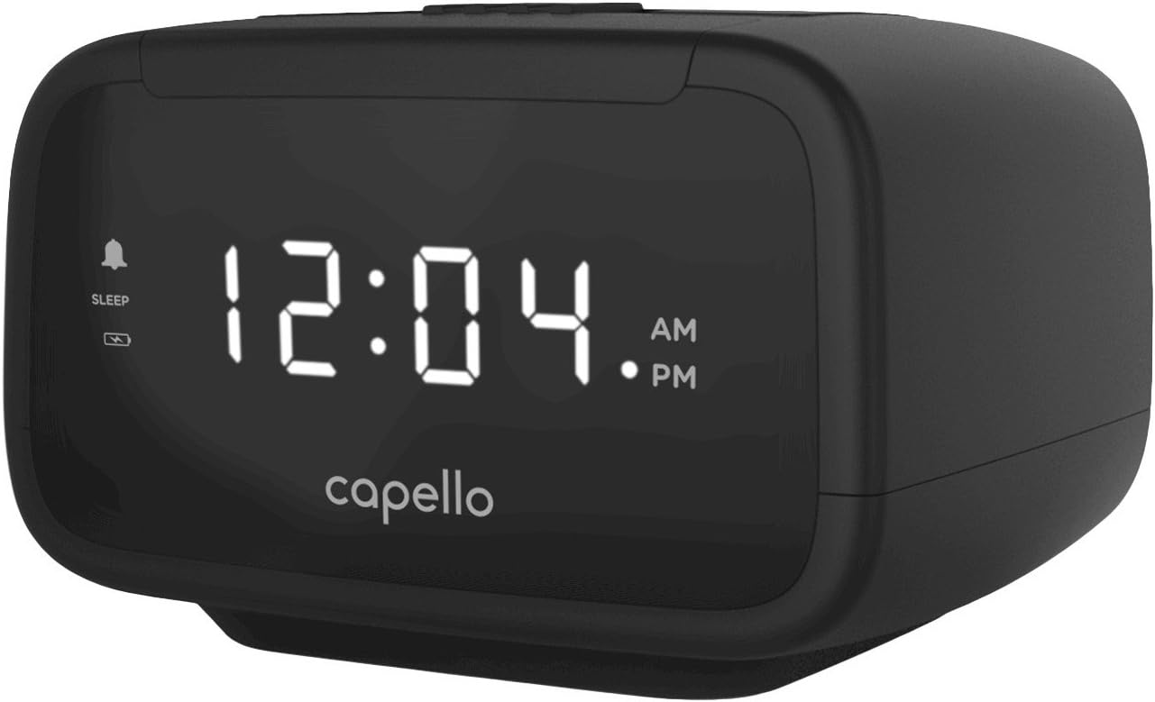 Capello Sleep Easy Digital Alarm Clock, front view showing time display and controls.