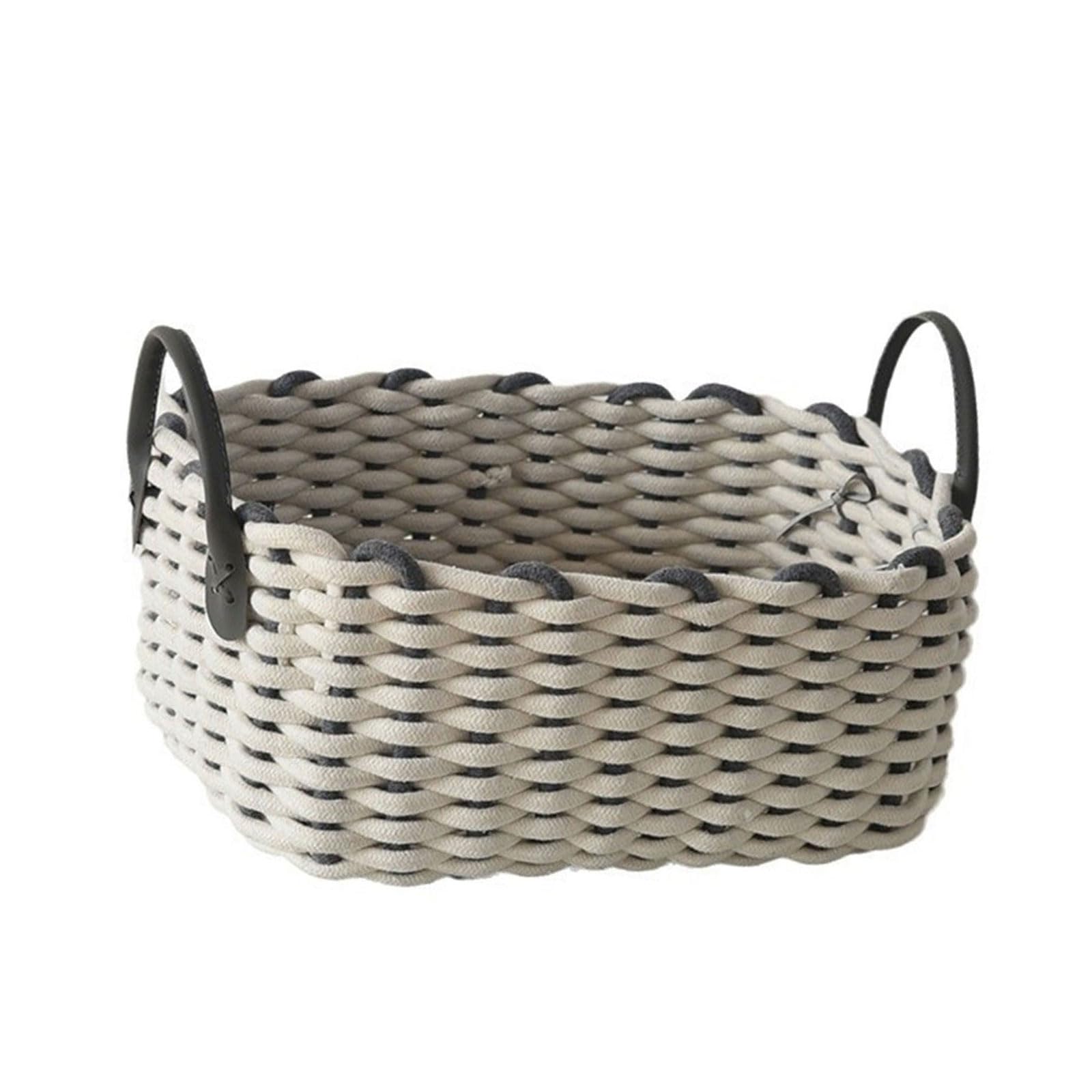 Tsophreniq Rope Woven Storage Basket Sturdy Cotton Rope Woven Storage Baskets for Toy Pillows and Daily Essential Handwoven Basket