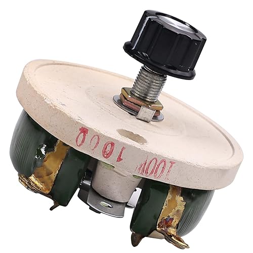 Miniatura 38 de Heyiarbeit Potenciómetro de alambre de cerámica enrollado de 150 ohmios 25 W Resistencia de reóstato variable lineal con perilla para atenuadores