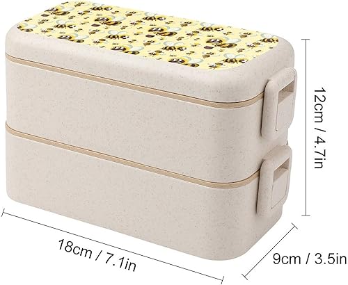 Miniatura 2 de Bumble Bee Bento Box con cuchara y tenedor a prueba de fugas lonchera con 2 compartimentos