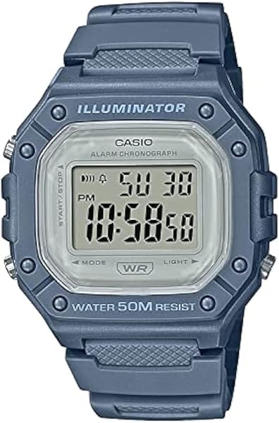 Casio W218H Series | Watches for Men | 50M WR | Black | 1/100 Second Stopwatch | 100 SEC Chronograph | LED Backlight | Daily Alarm | Hourly Time Signal | 7 Year Battery - 5