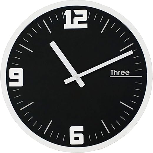 Stephanie Imports Modern Minimalist Bold White on Black Wall Clock