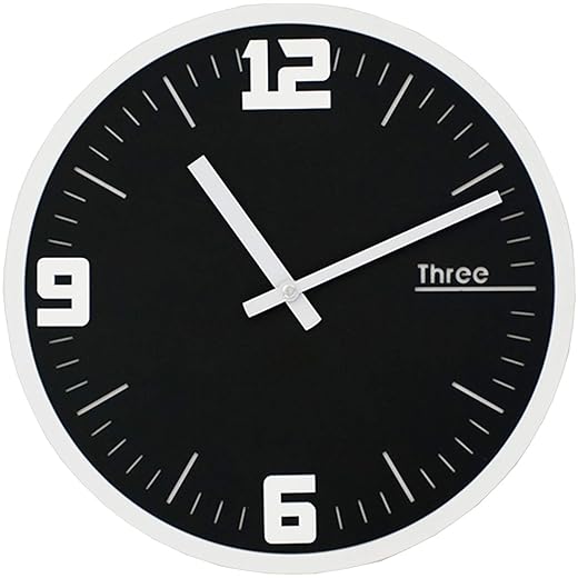 Stephanie Imports Modern Minimalist Bold White on Black Wall Clock product image